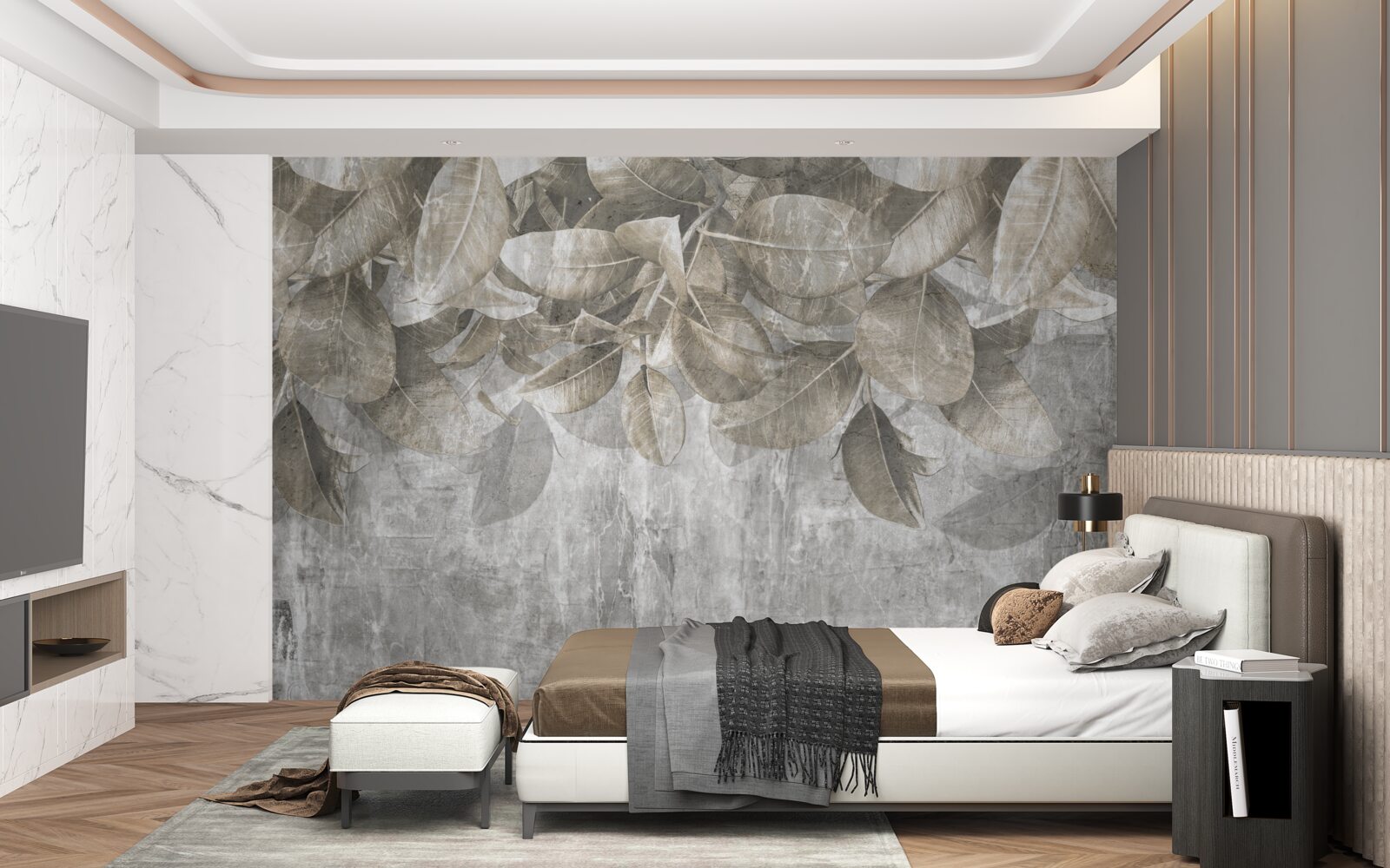 Papier peint les feuilles d'eucalyptus tombent au sol