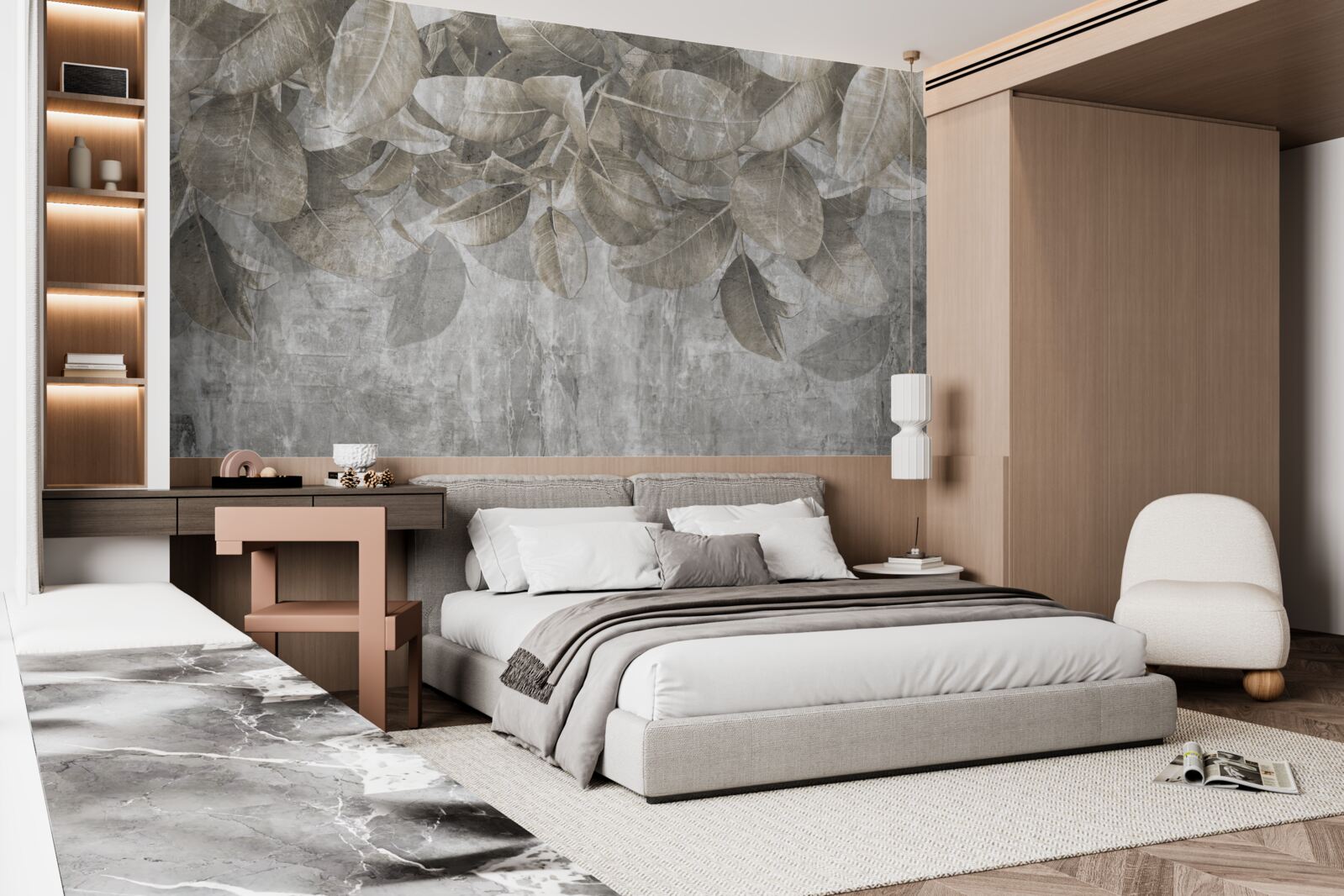 Papier peint les feuilles d'eucalyptus tombent au sol