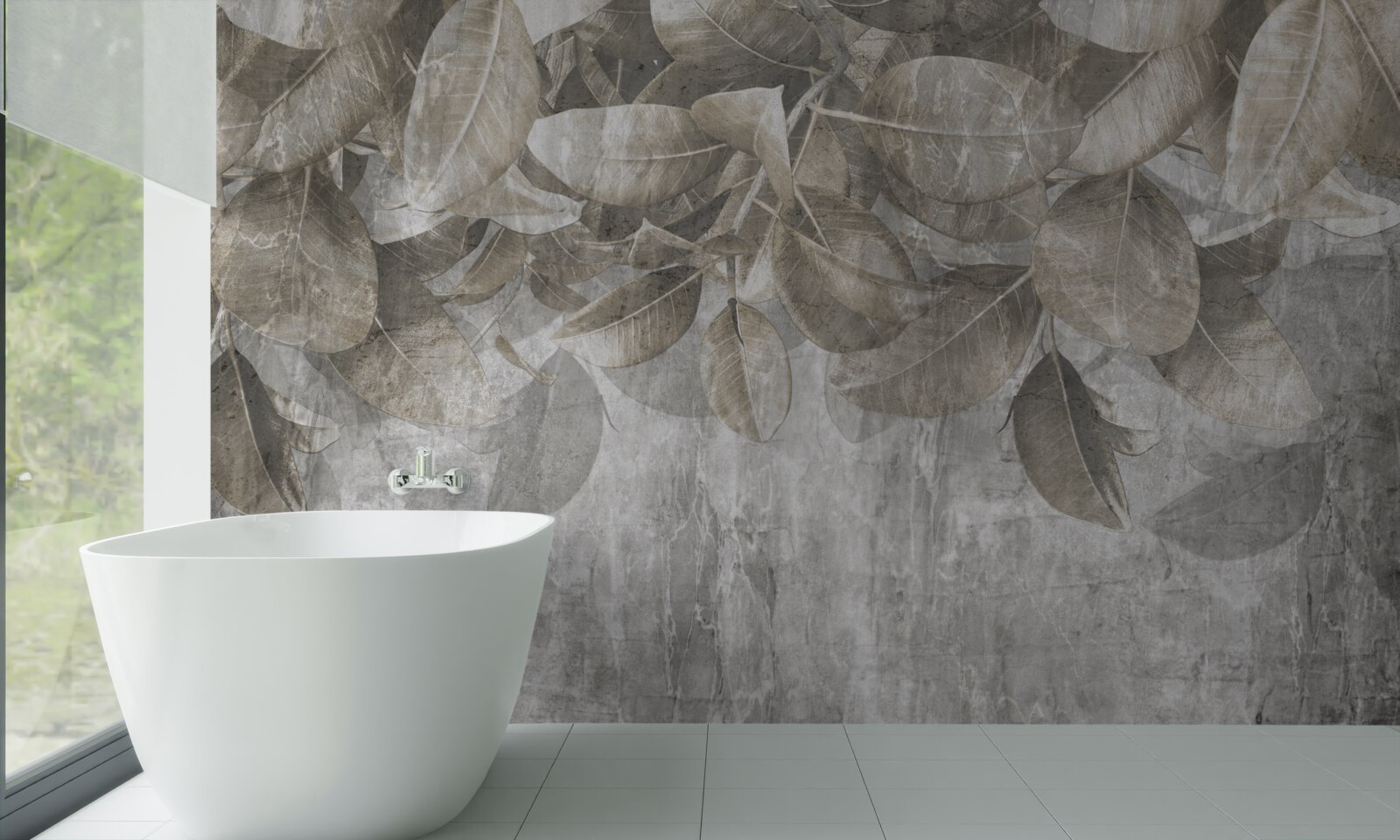 Papier peint les feuilles d'eucalyptus tombent au sol