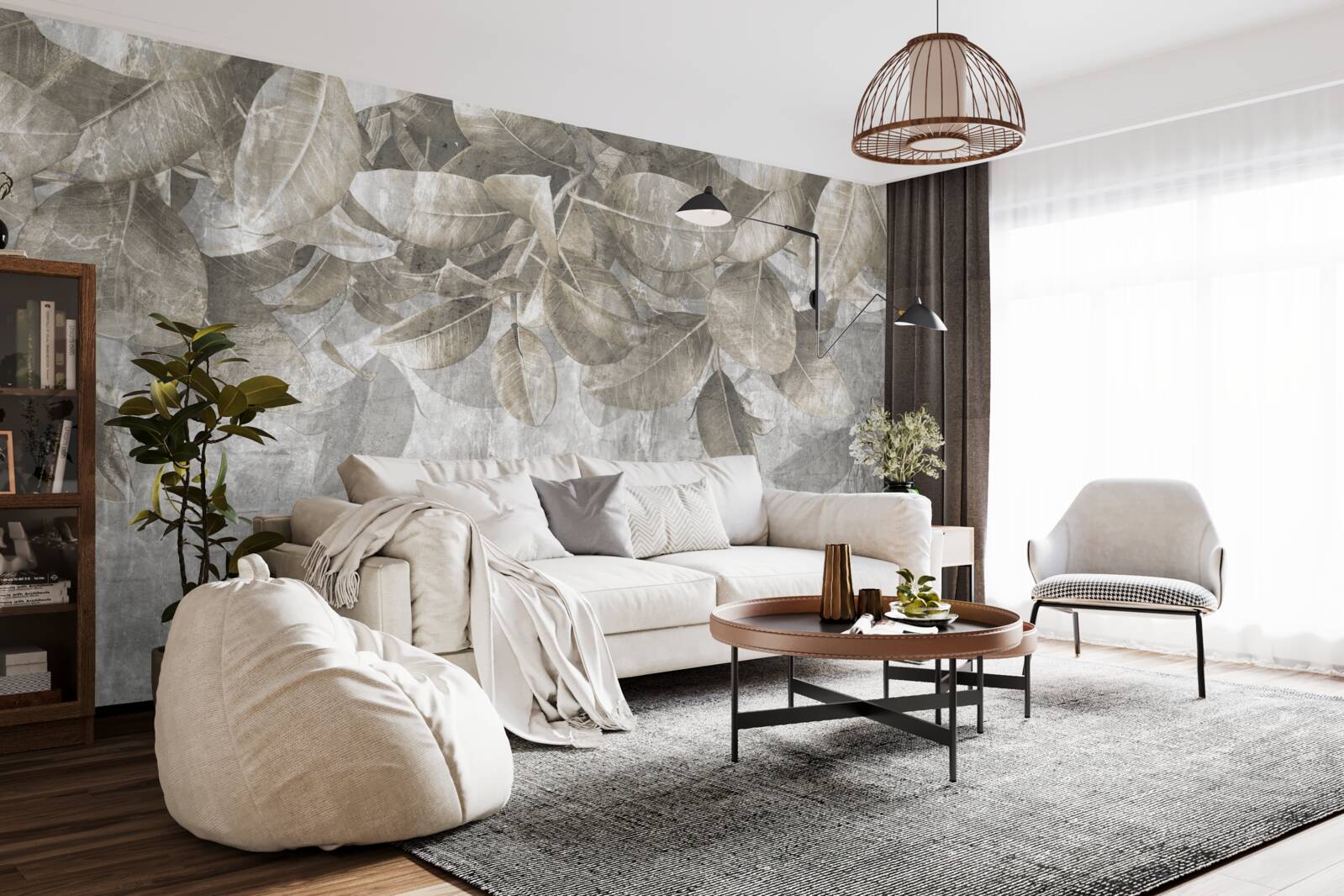 Papier peint les feuilles d'eucalyptus tombent au sol