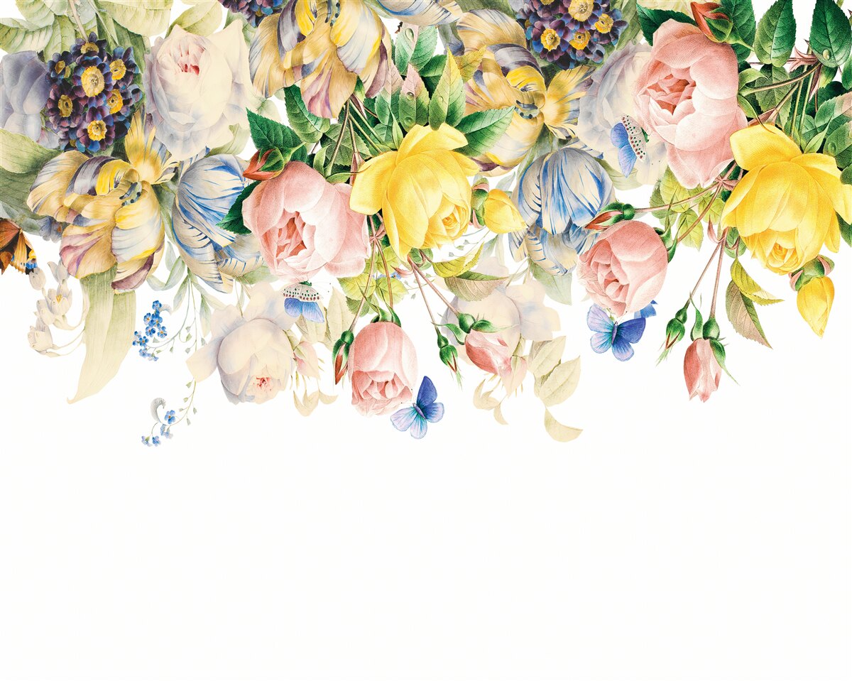 Papier peint belle composition de fleurs et de bourgeons