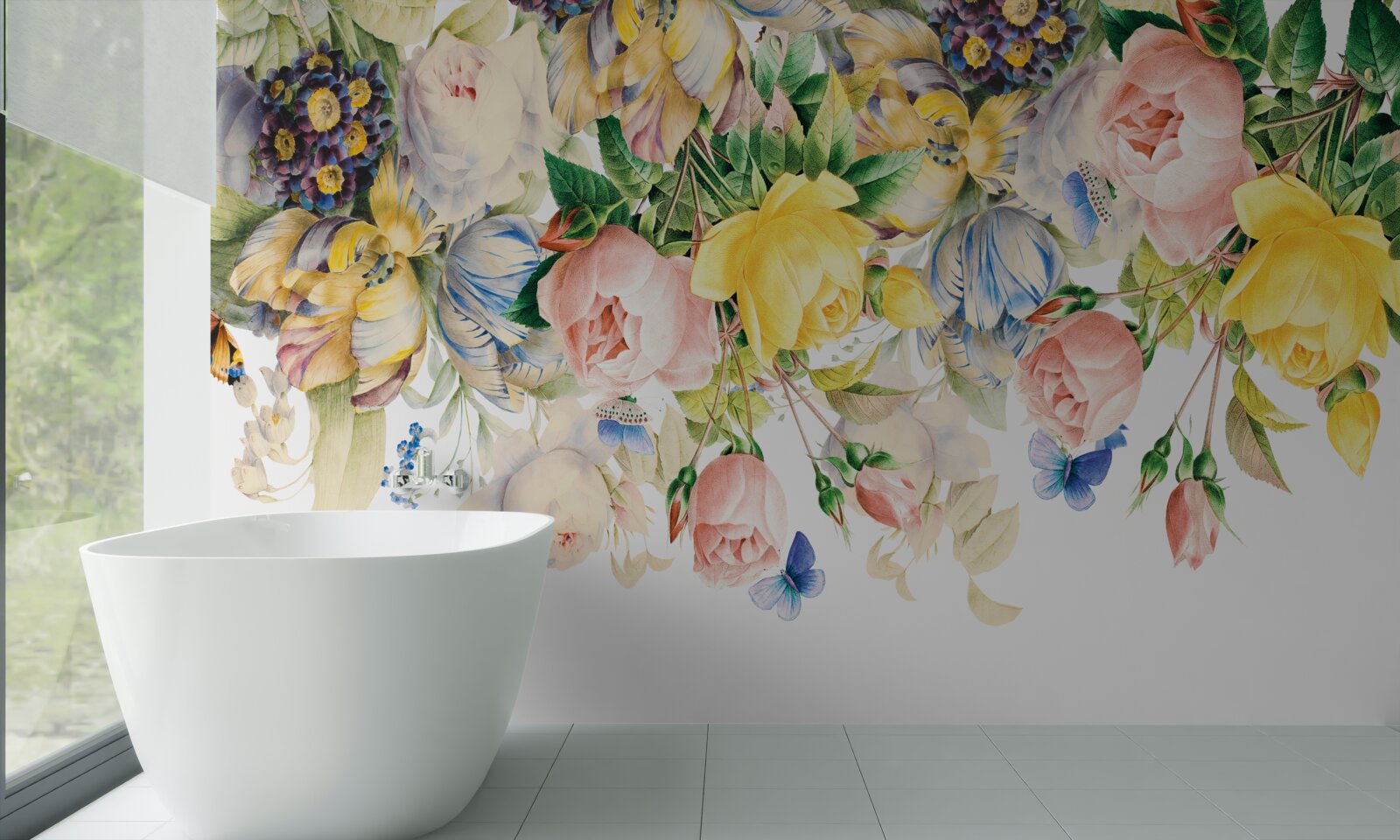 Papier peint belle composition de fleurs et de bourgeons