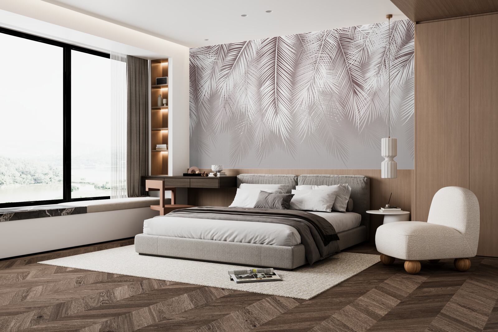 Papier peint Des plumes blanches comme la neige qui descendent lentement