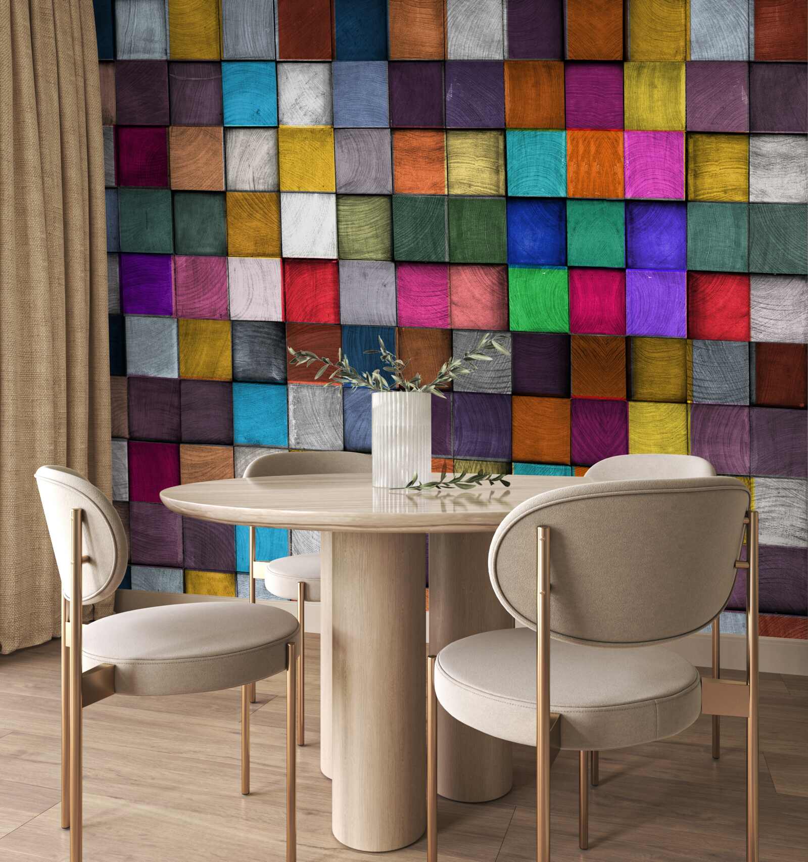 Papier peint carrés multicolores saturés