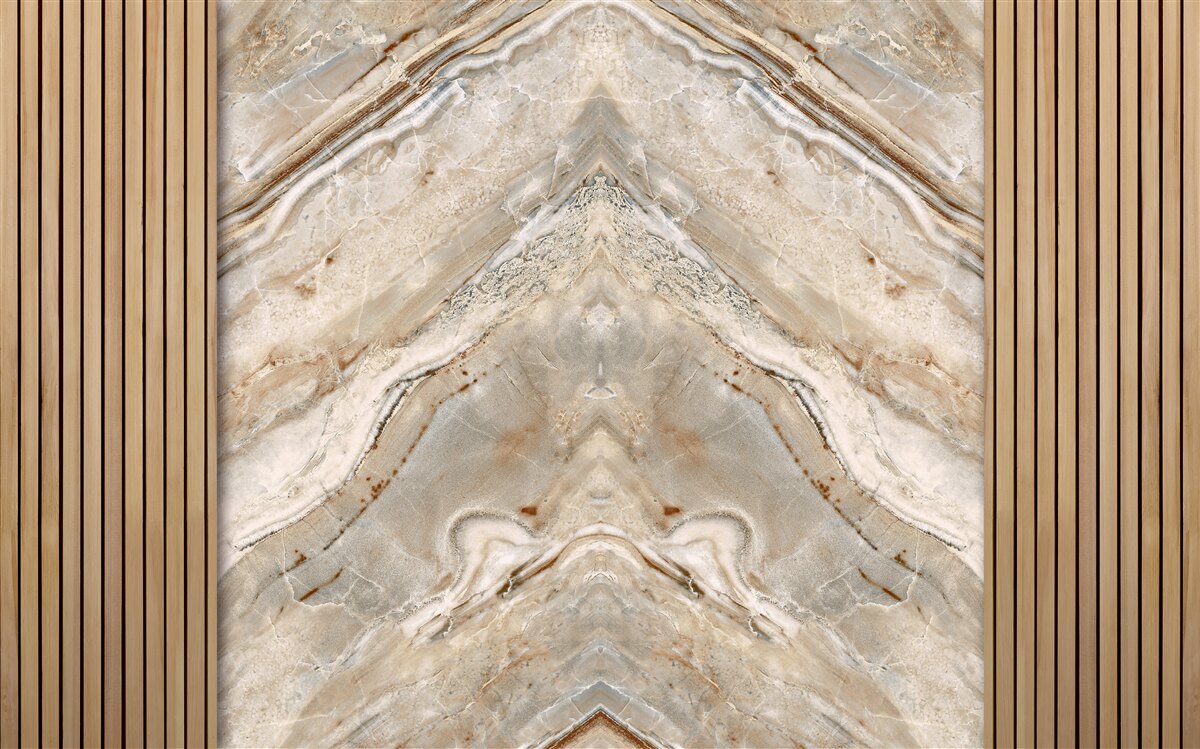 Papier peint bois vertical avec marbre clair