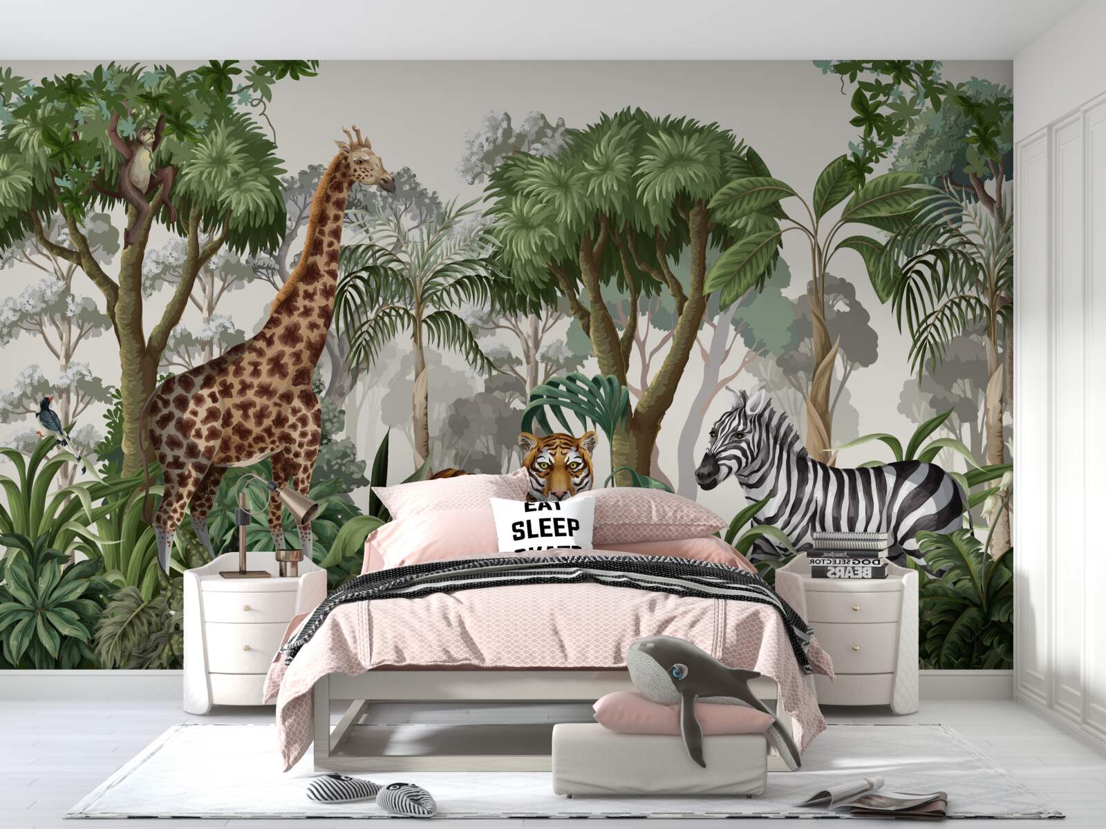 Papier peint animaux d'afrique dans un environnement forestier