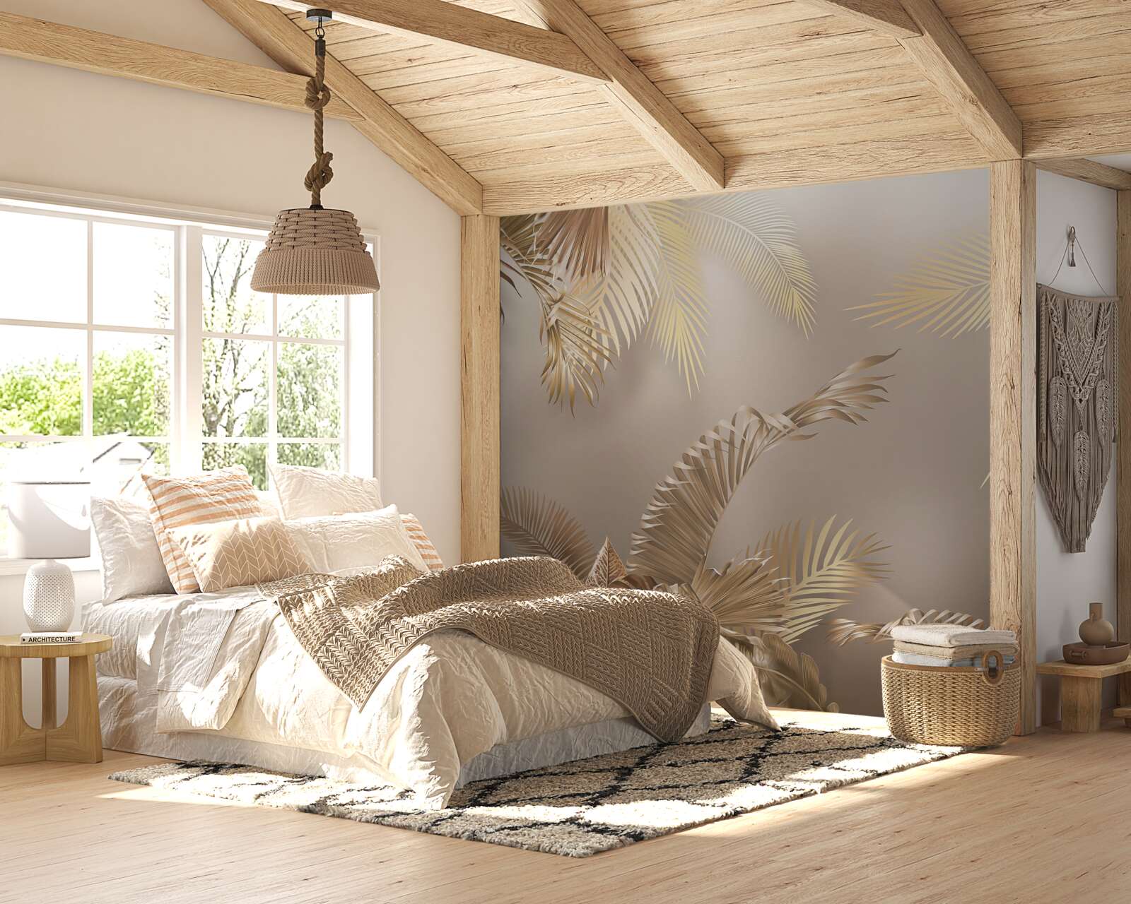 Papier peint grandes feuilles de fougère