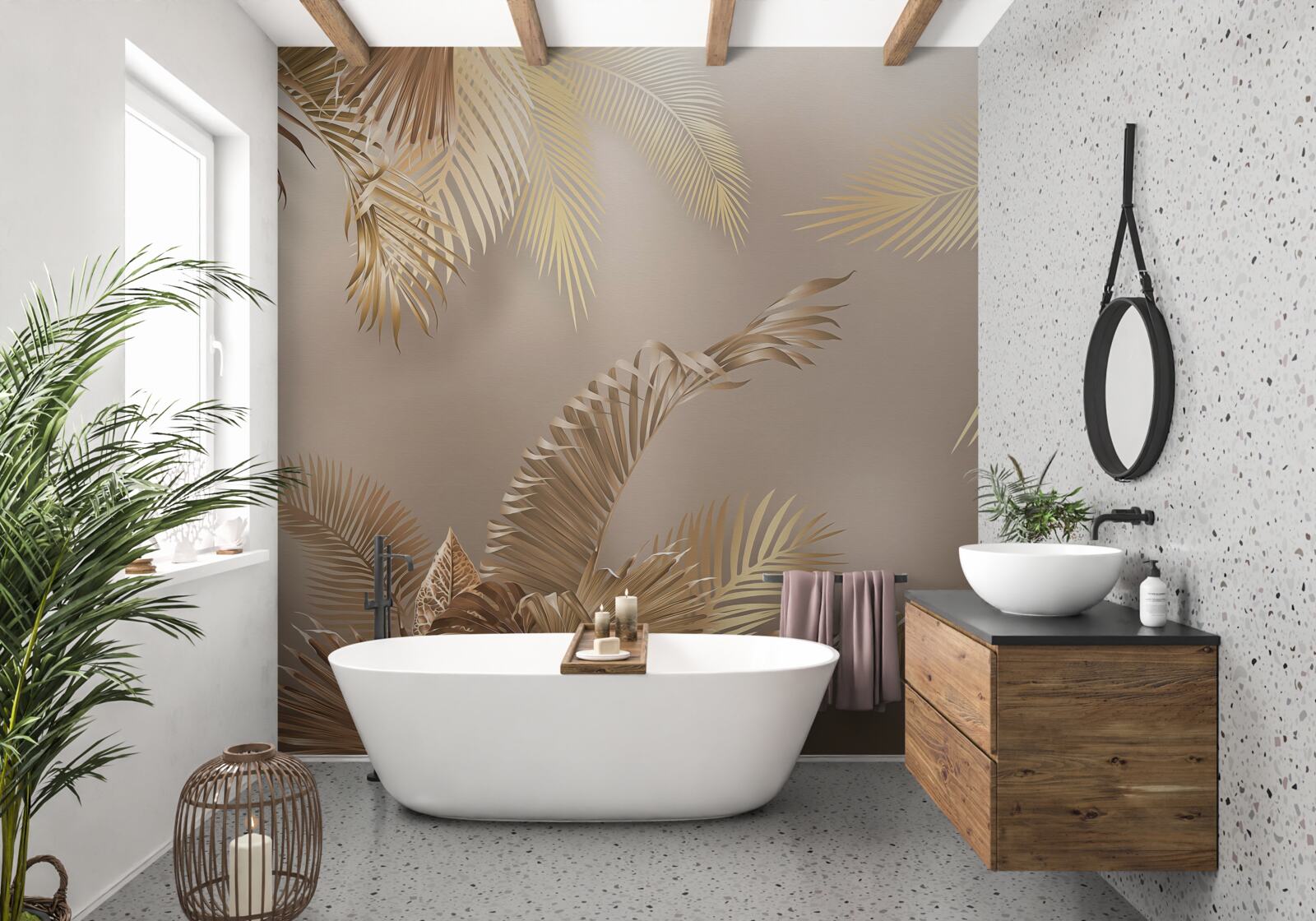 Papier peint grandes feuilles de fougère