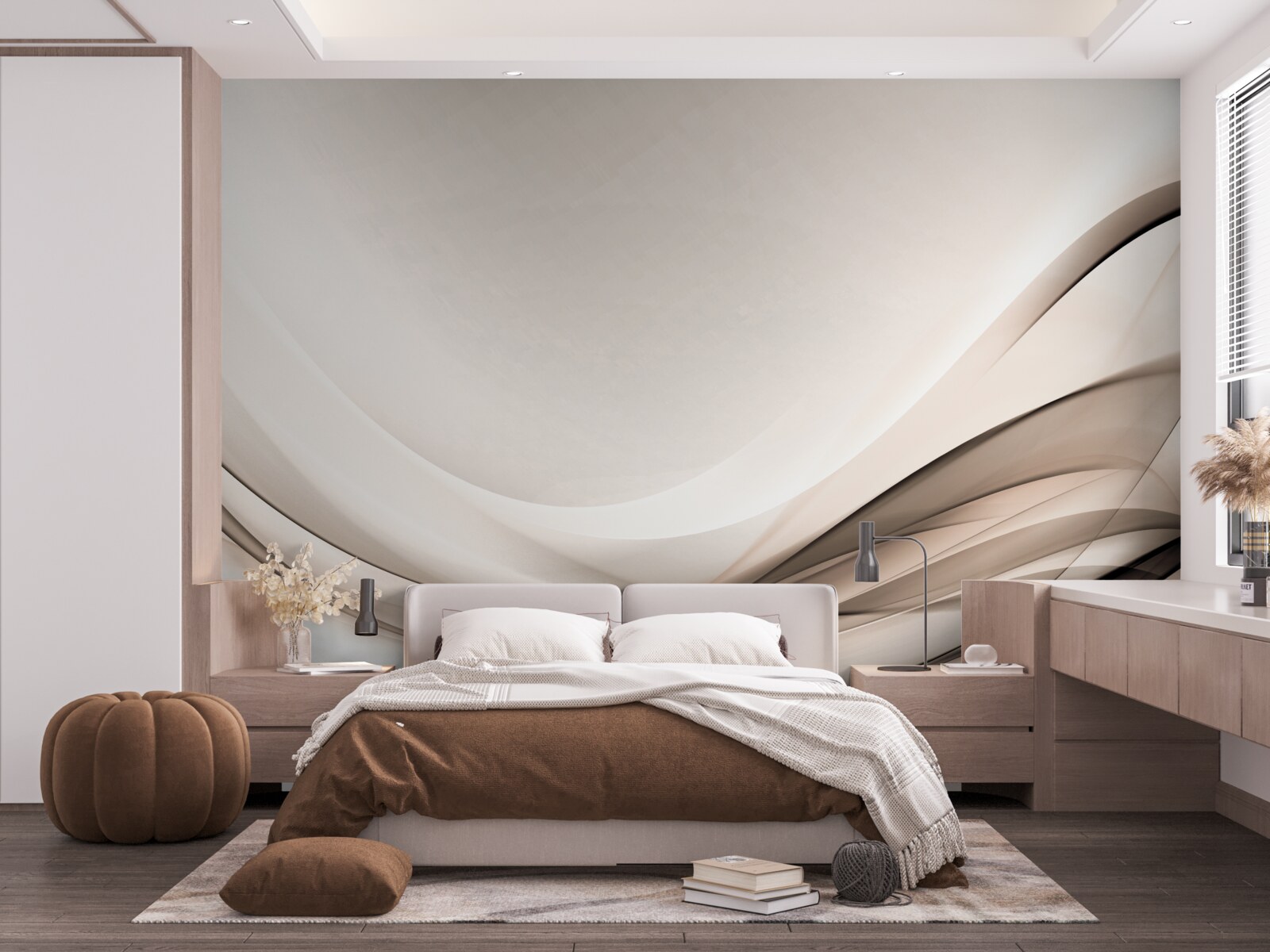 Papier peint courbes de soie lisse