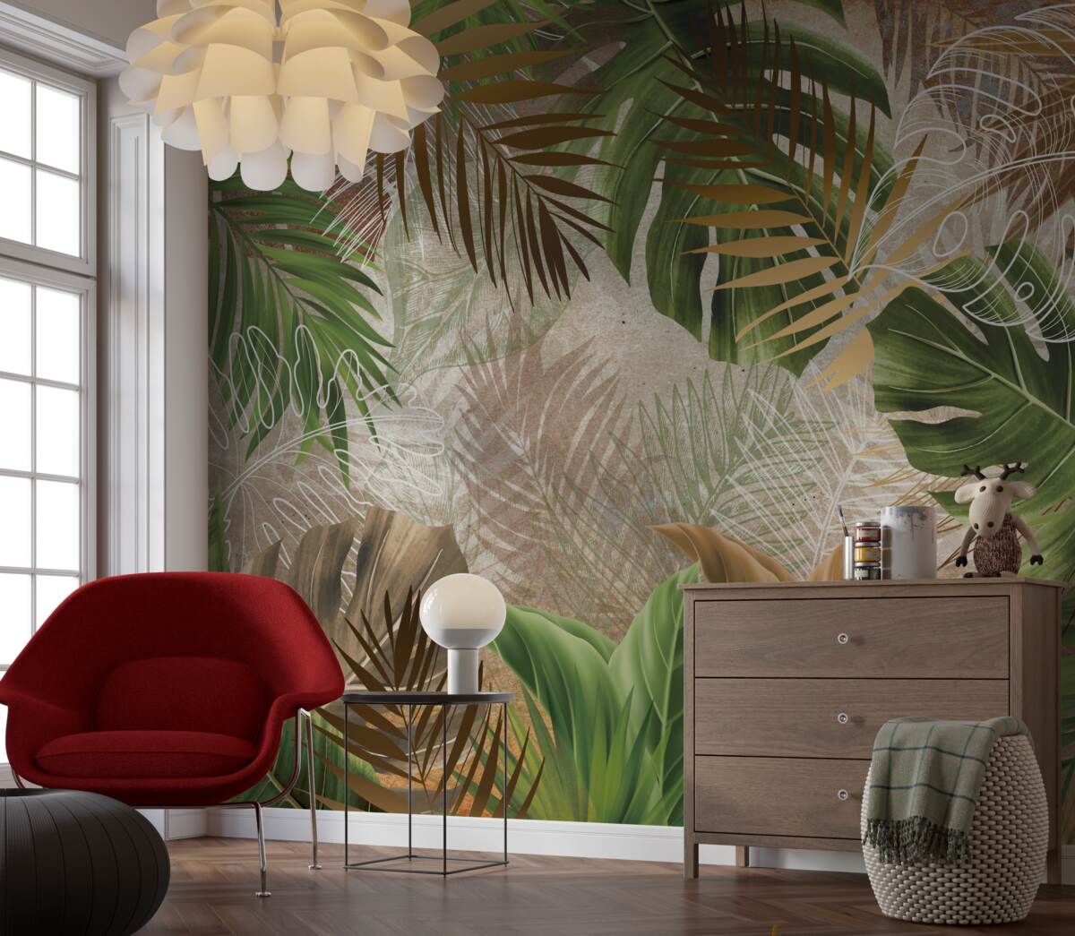 Papier peint les grandes feuilles des forêts tropicales