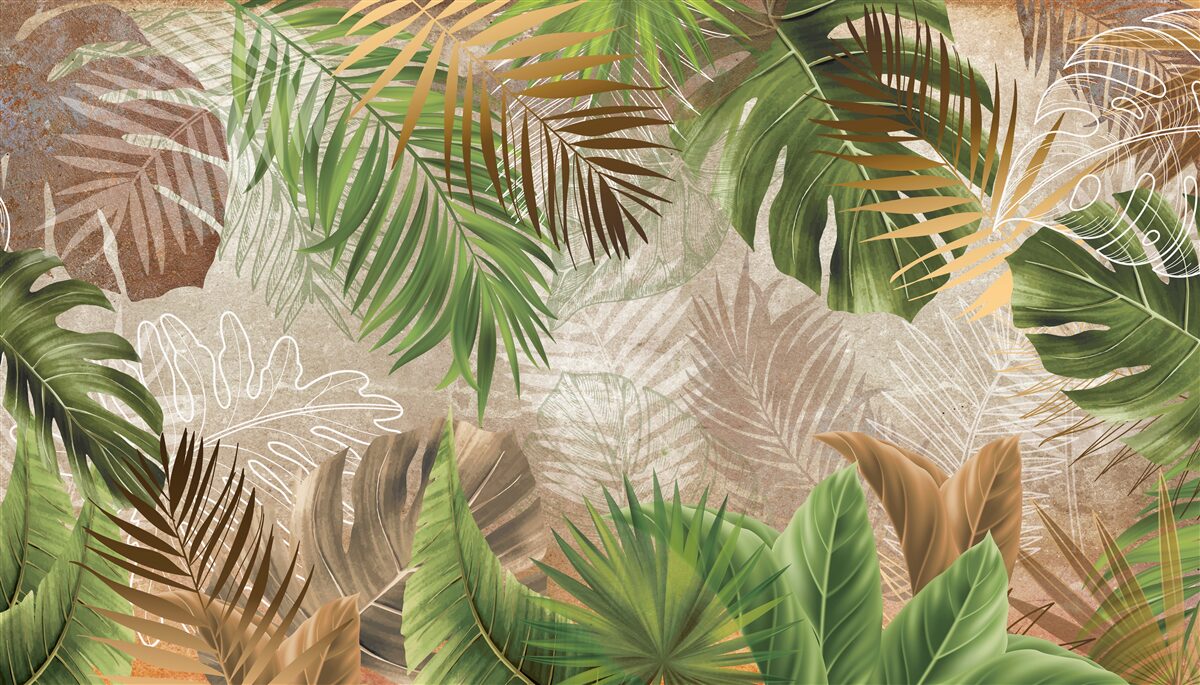 Papier peint variété de fougères vertes