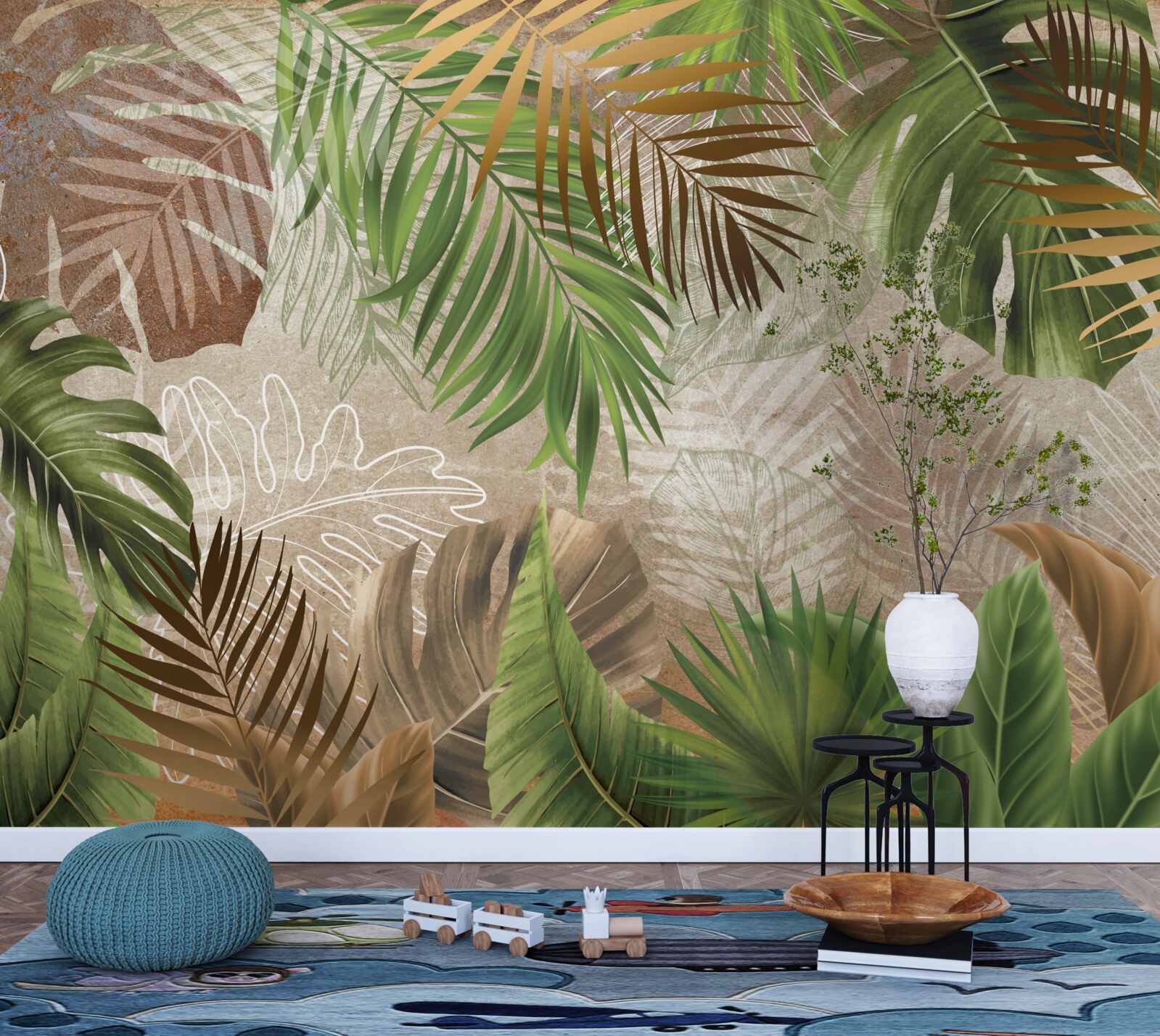 Papier peint variété de fougères vertes