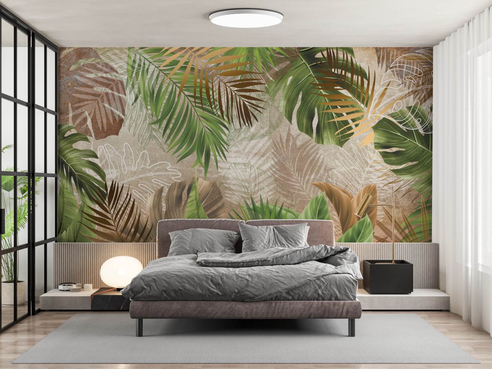 Papier peint variété de fougères vertes