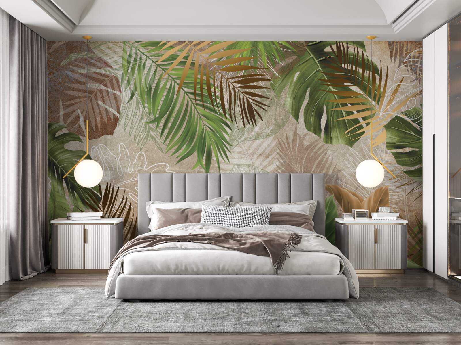 Papier peint variété de fougères vertes