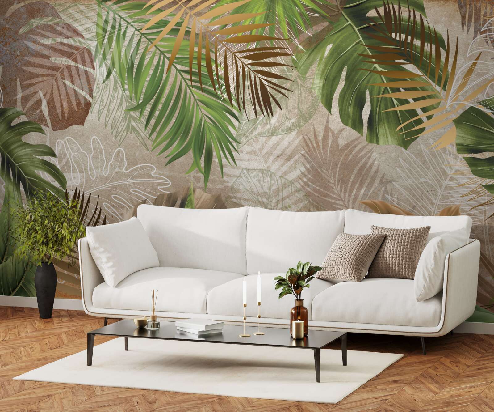 Papier peint variété de fougères vertes