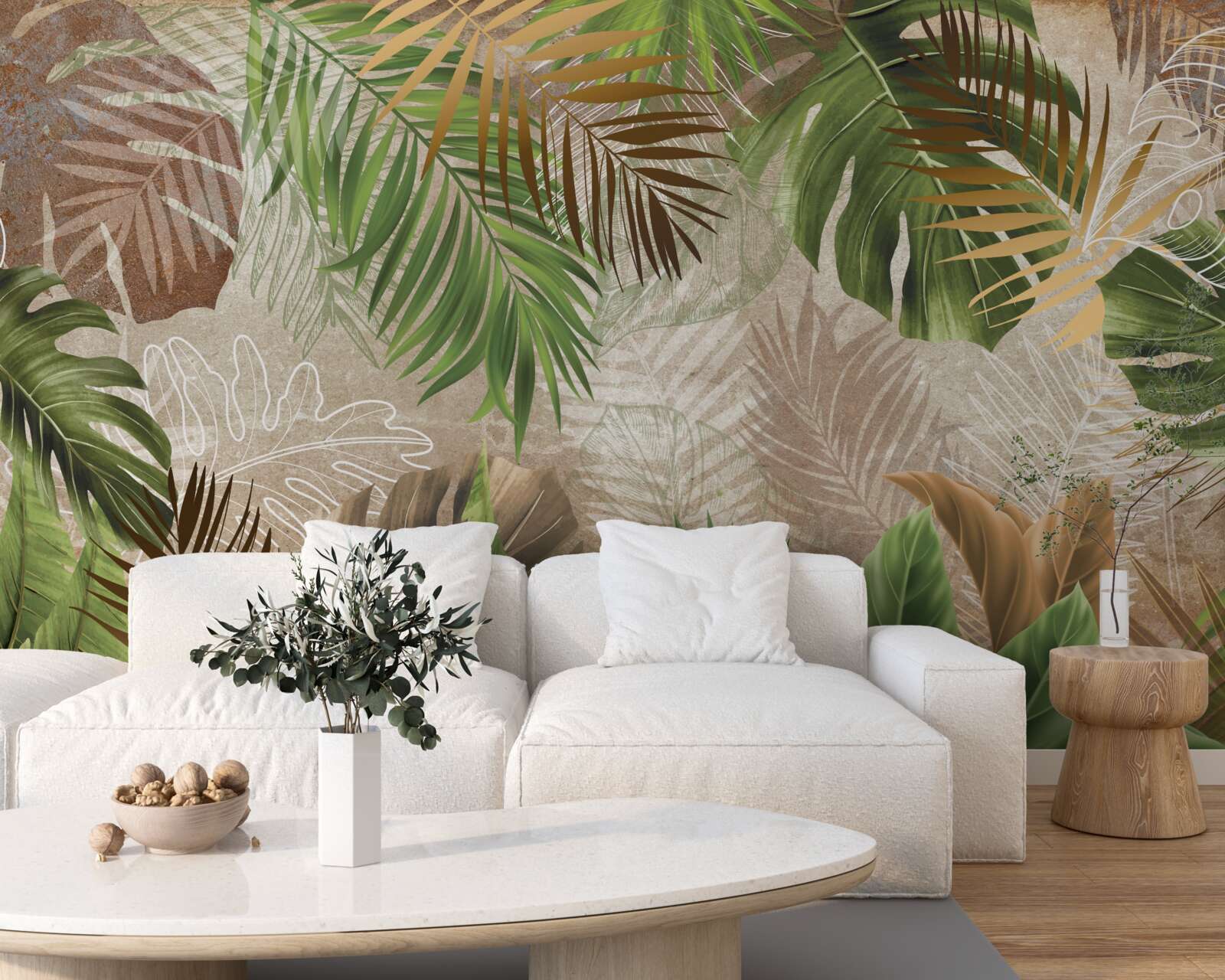 Papier peint variété de fougères vertes