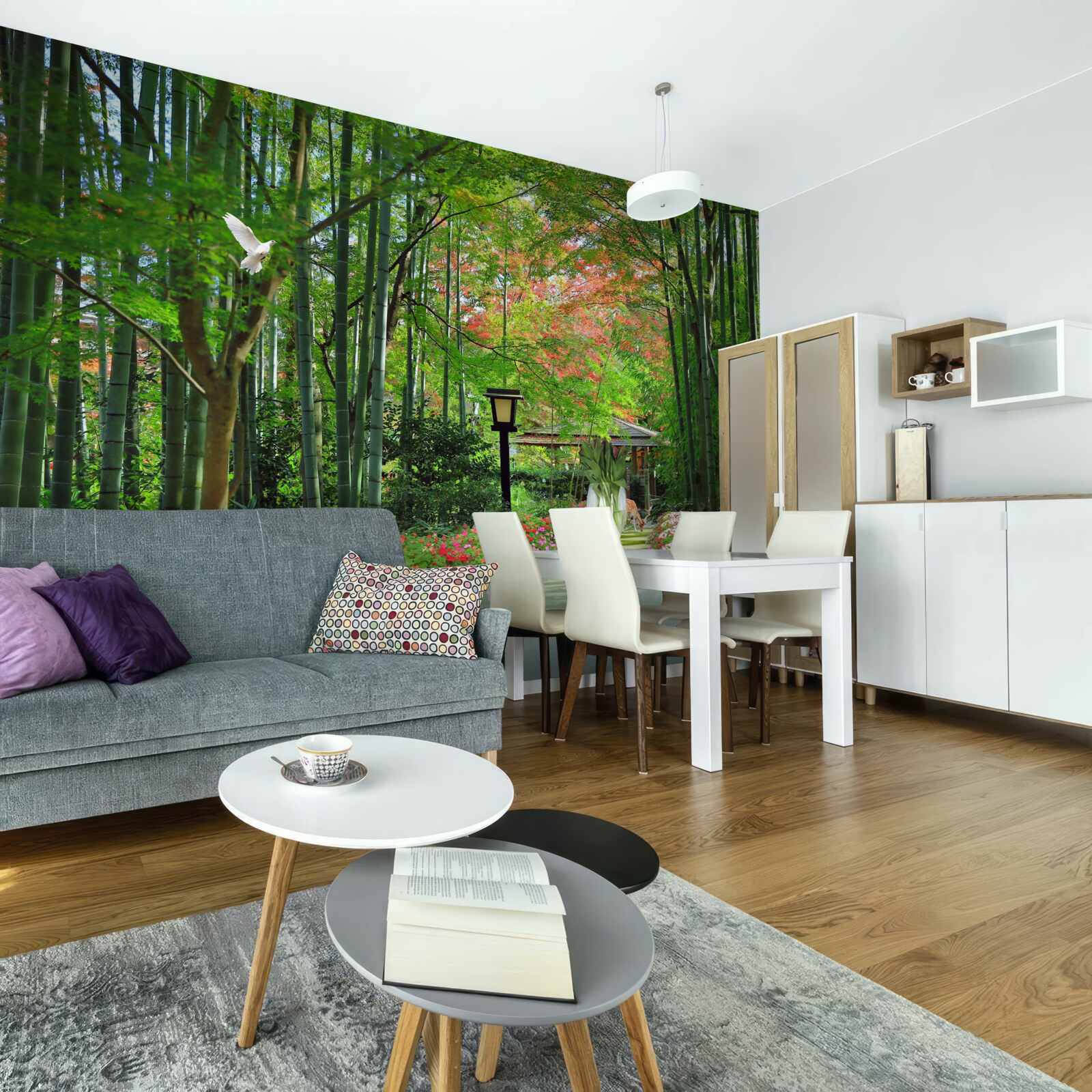 Papier peint photo d'une forêt avec de la verdure et un chemin