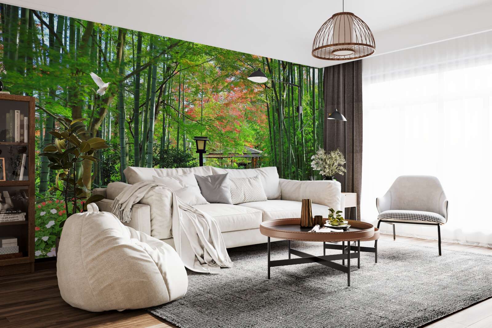 Papier peint photo d'une forêt avec de la verdure et un chemin