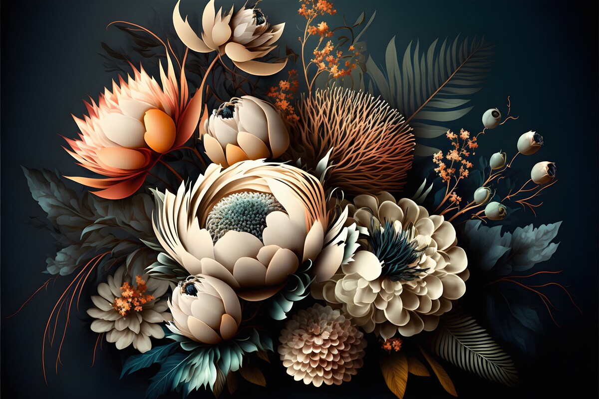 Papier peint bouquet de fleurs d'automne