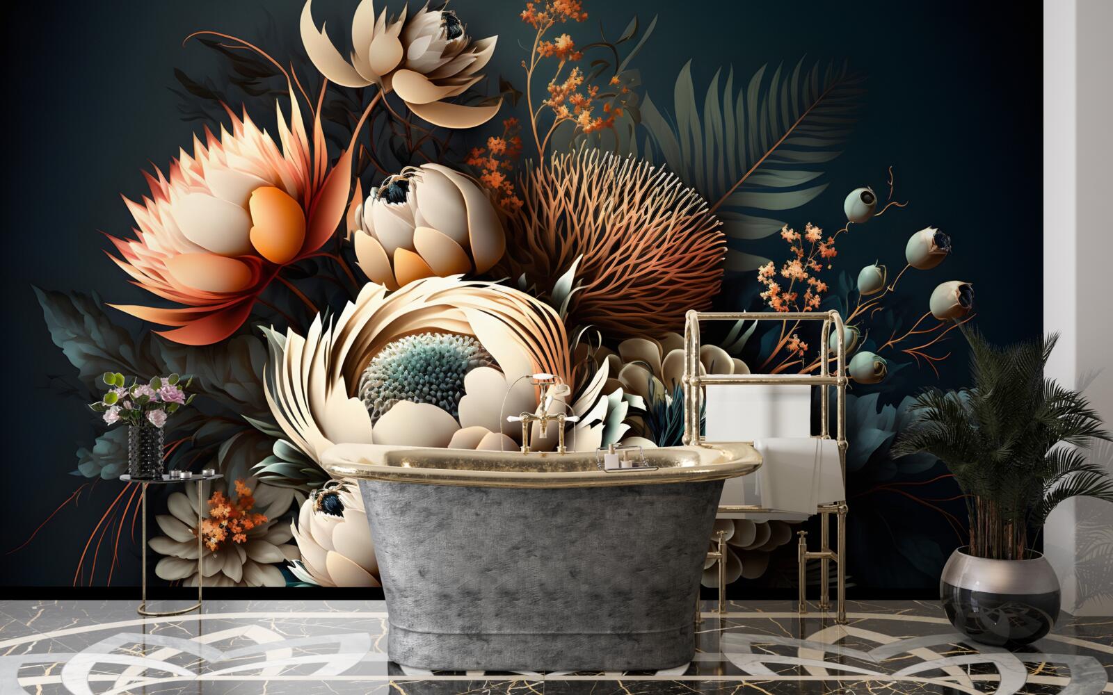 Papier peint bouquet de fleurs d'automne