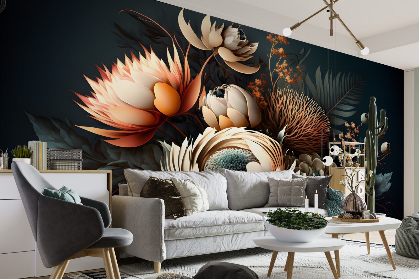 Papier peint bouquet de fleurs d'automne