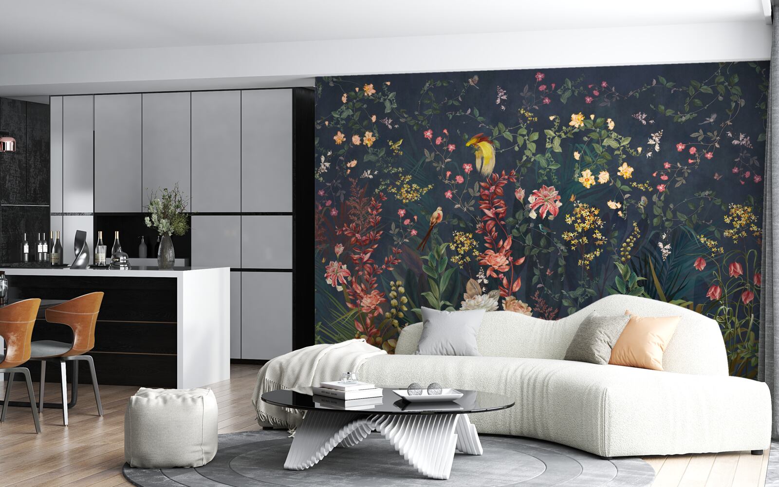 Papier peint fleurs de nuit