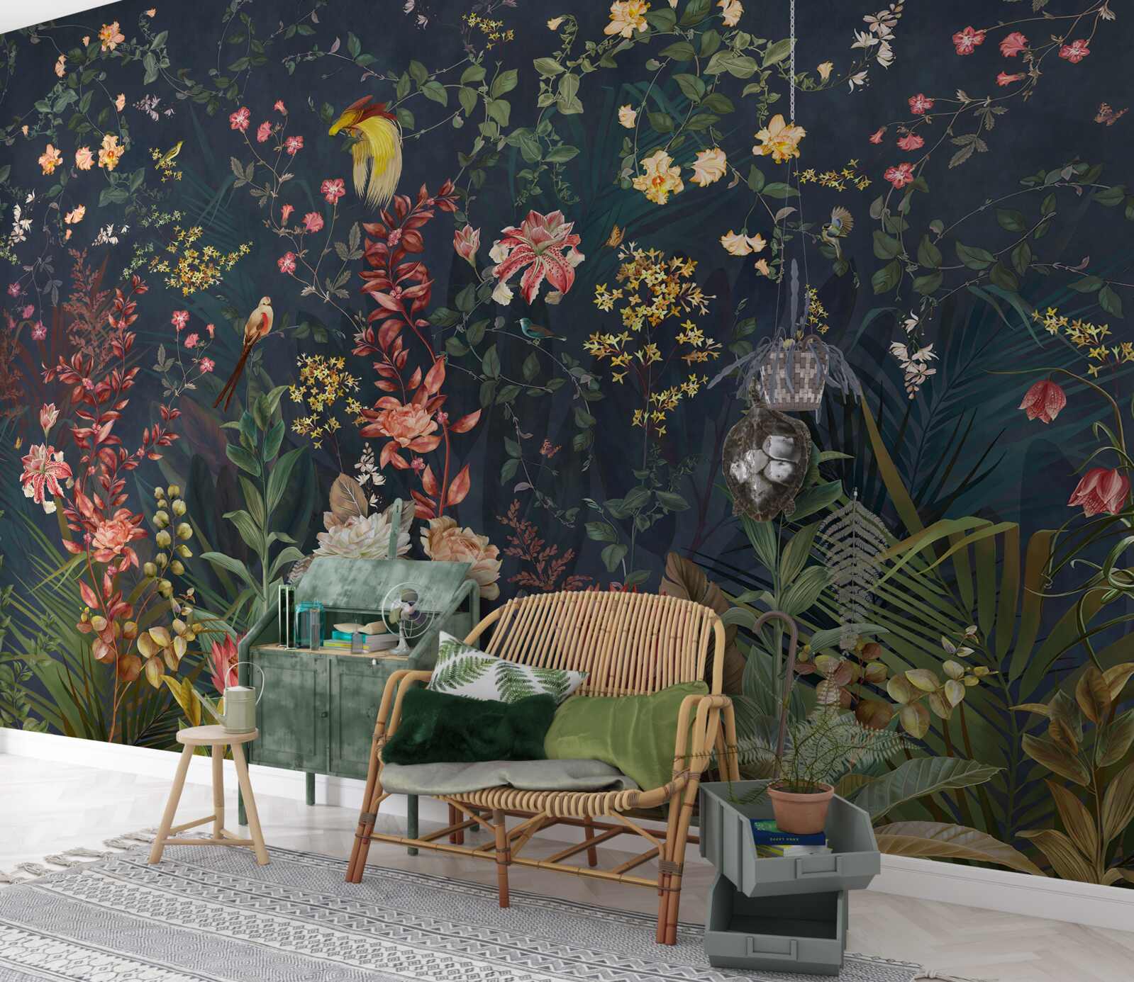 Papier peint fleurs de nuit