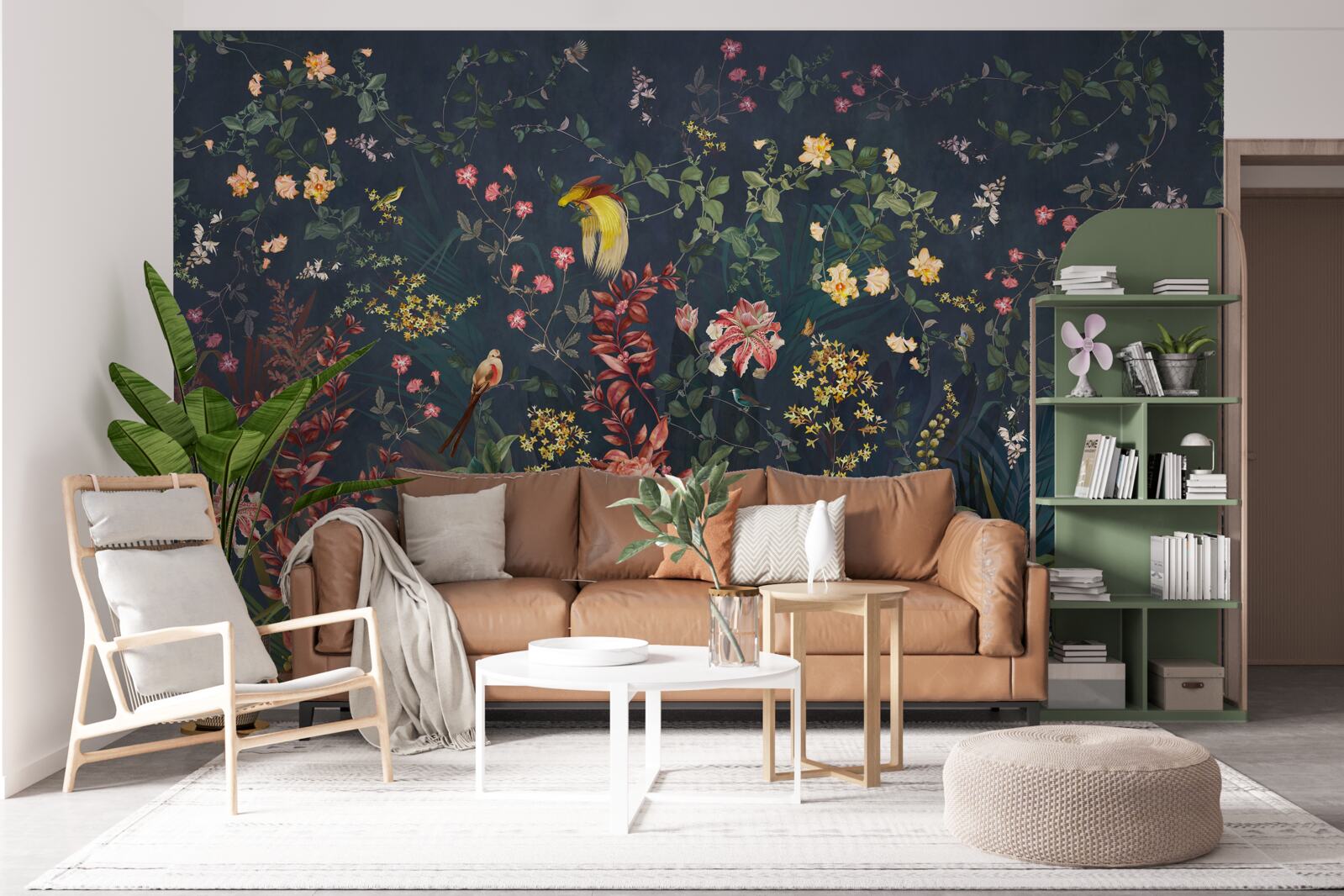 Papier peint fleurs de nuit