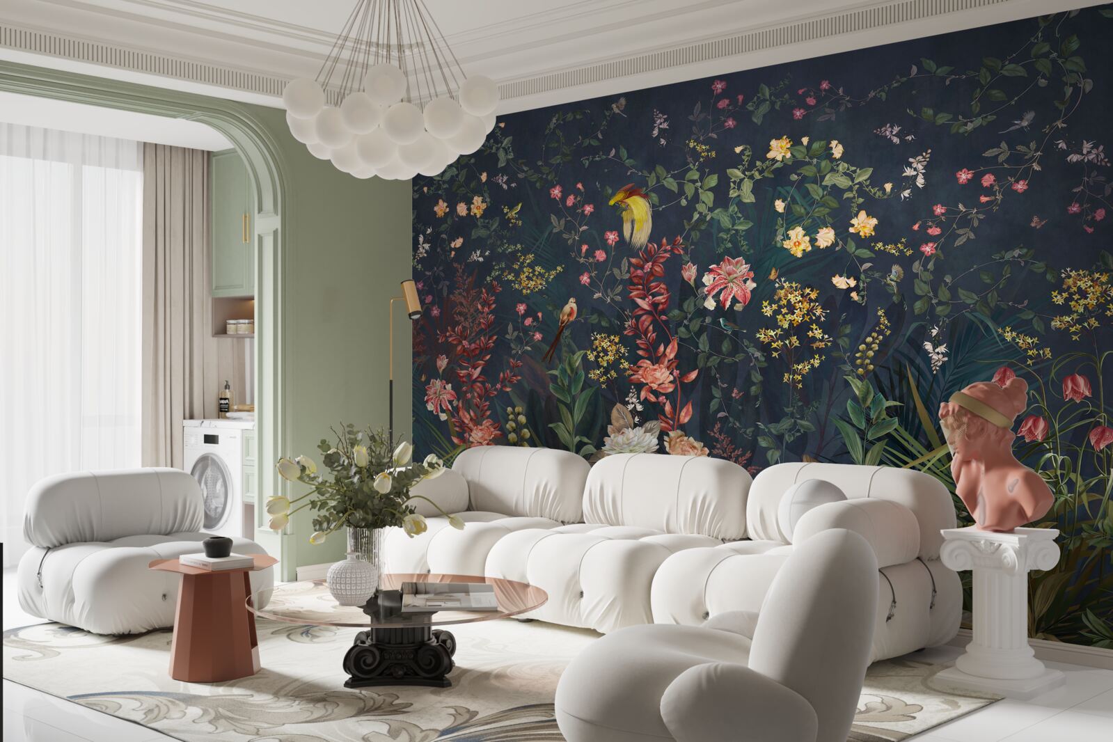 Papier peint fleurs de nuit