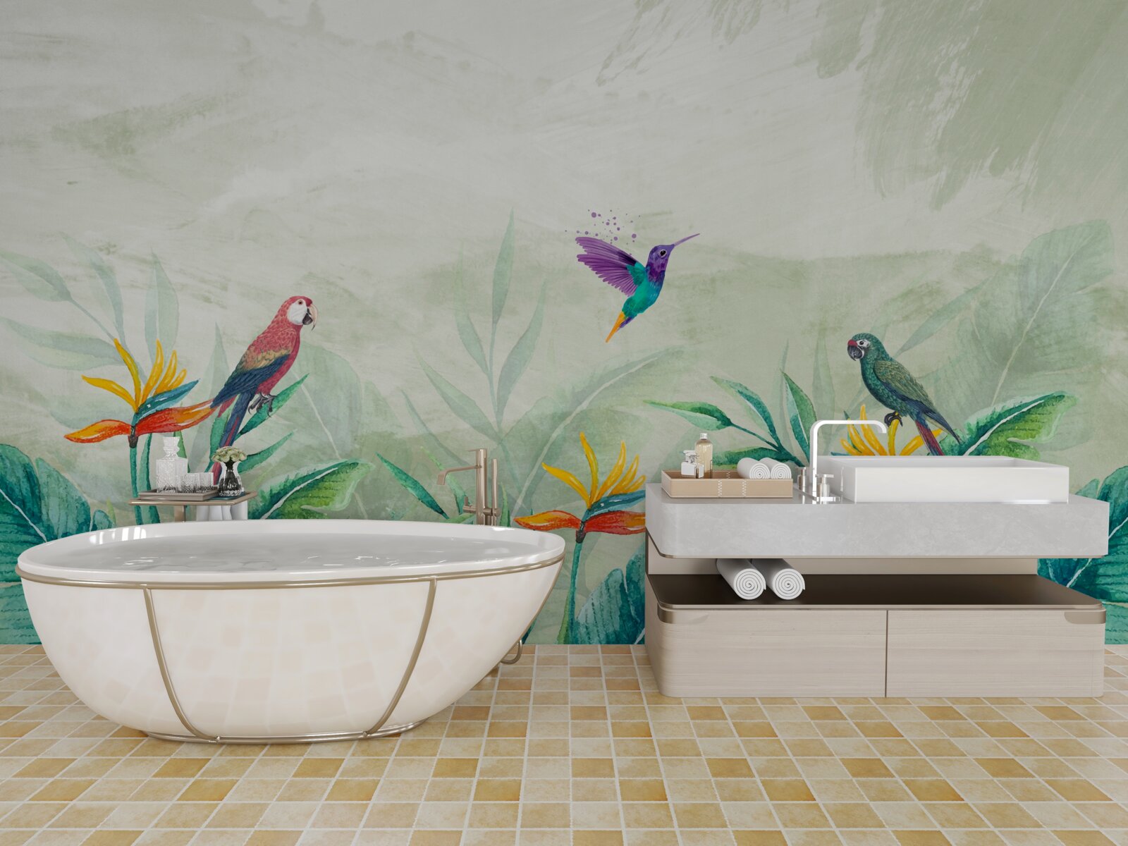 Papier peint les oiseaux se réjouissent le matin