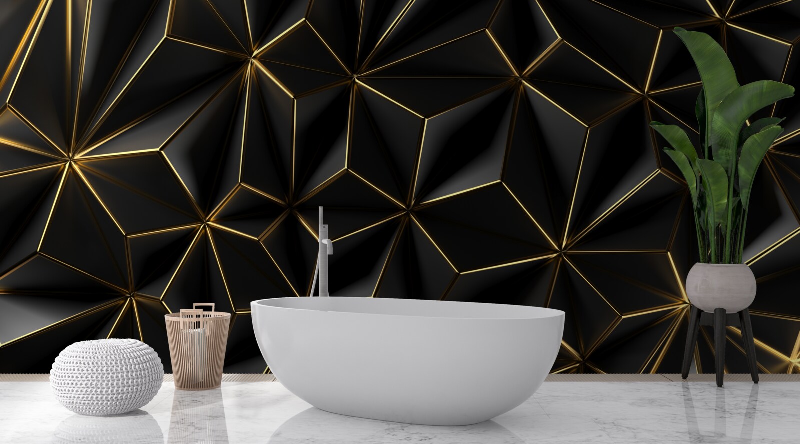 Papier peint des figures noires faites d'or volumineux