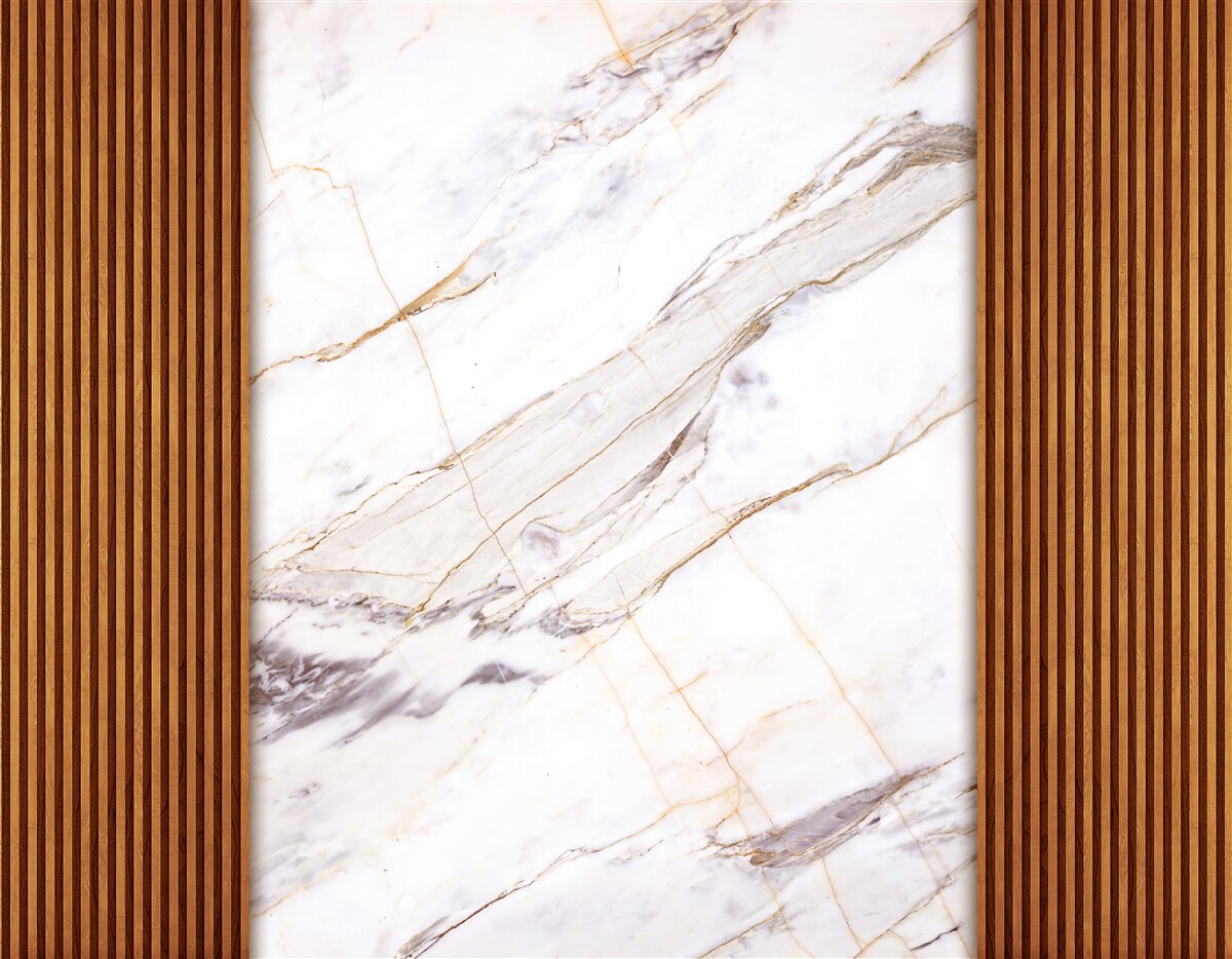 Papier peint bois décoré de marbre blanc