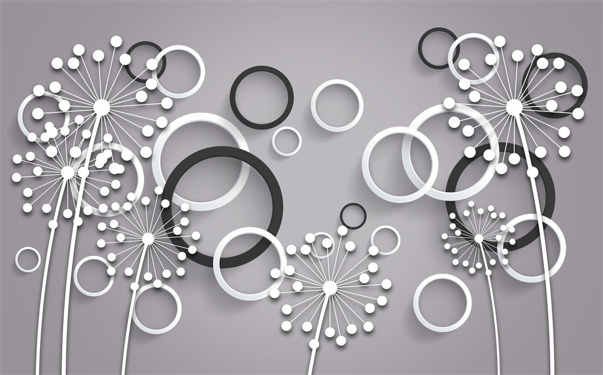 Papier peint cercles gris et asclépiades