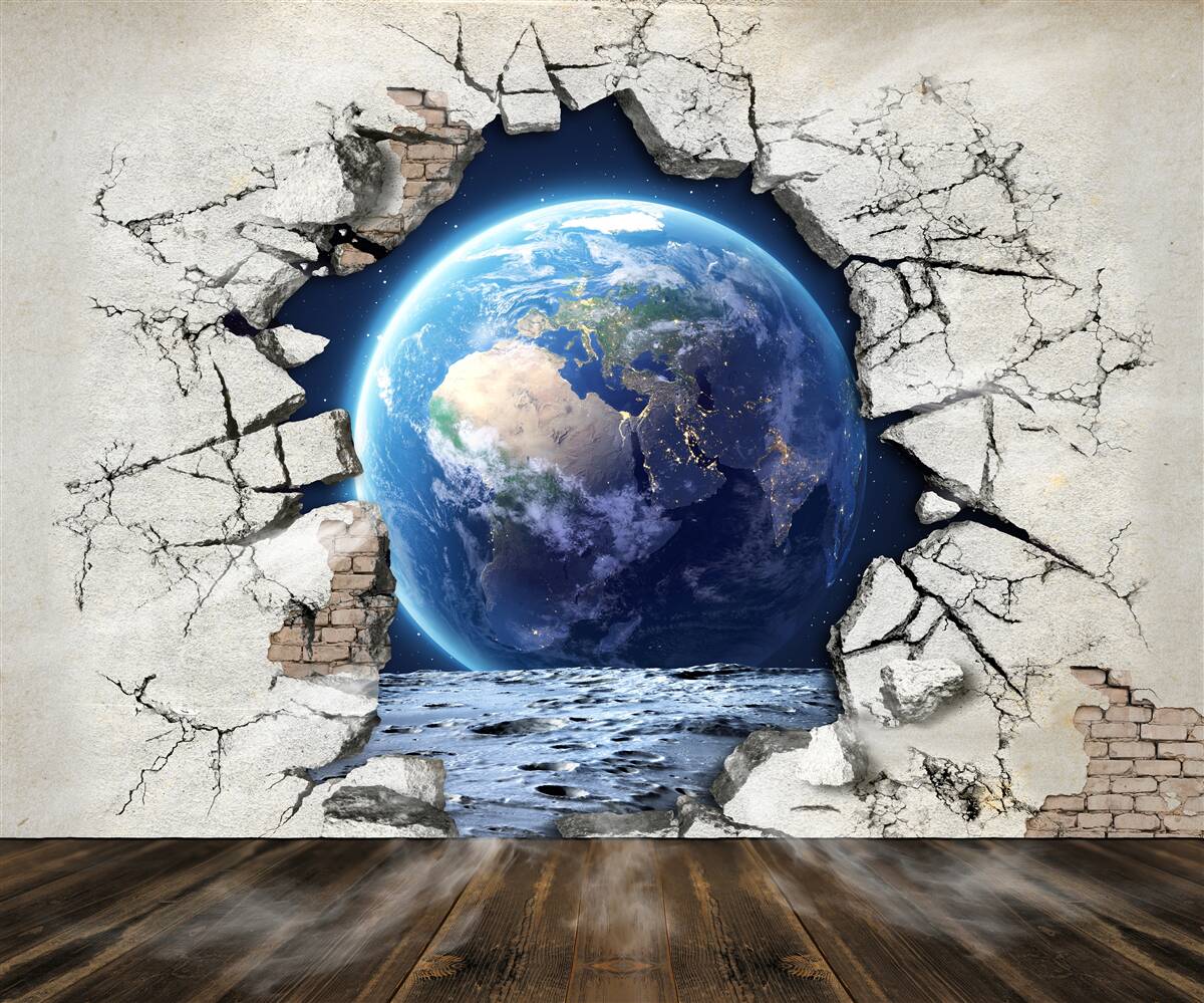Papier peint la planète derrière le mur