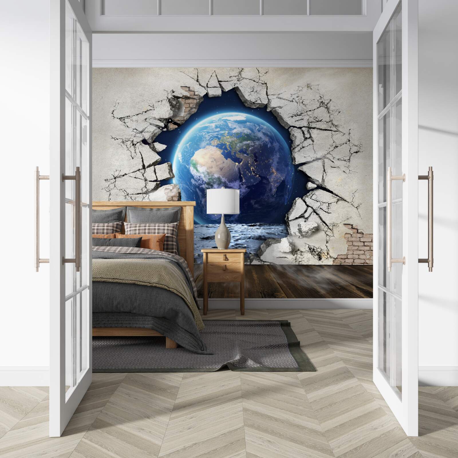 Papier peint la planète derrière le mur