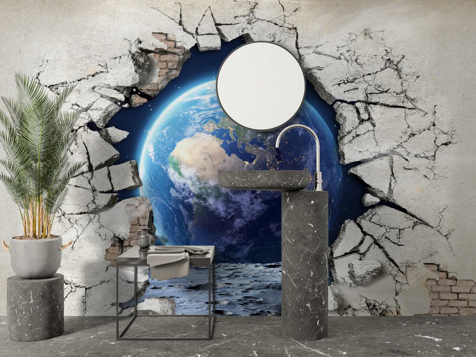 Papier peint la planète derrière le mur