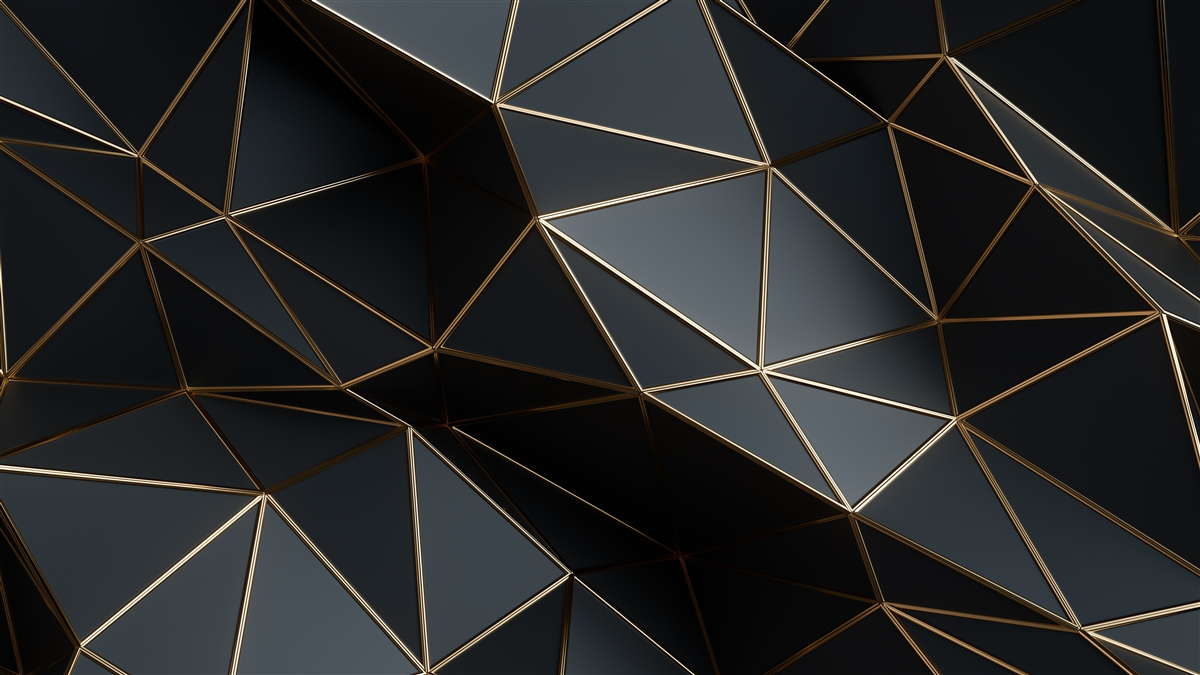 Papier peint objets 3d noir et or