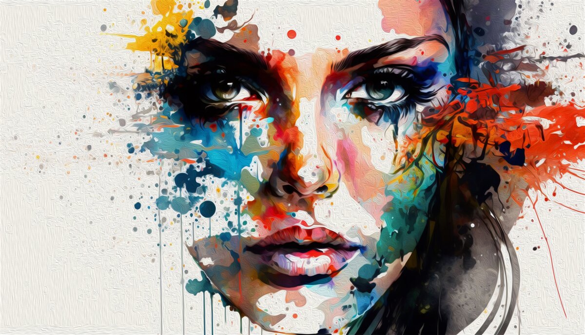 Papier peint fille aux couleurs riches