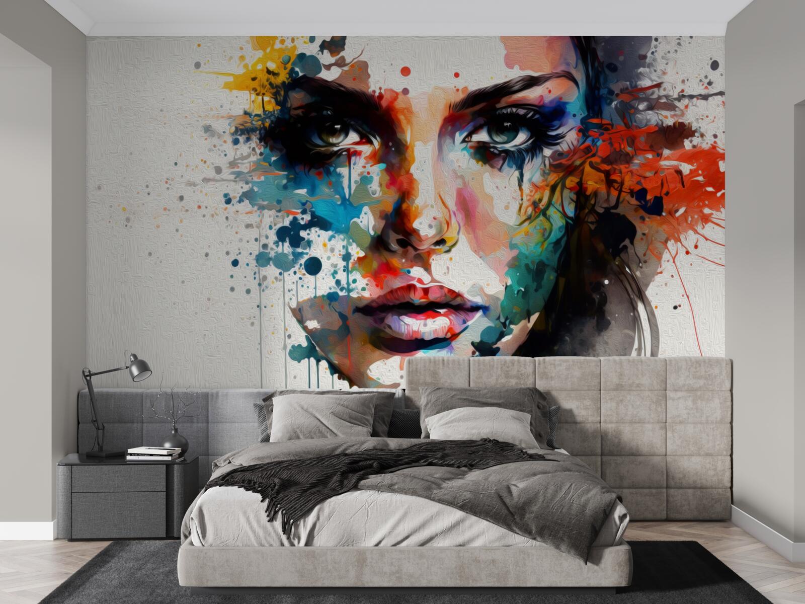 Papier peint fille aux couleurs riches