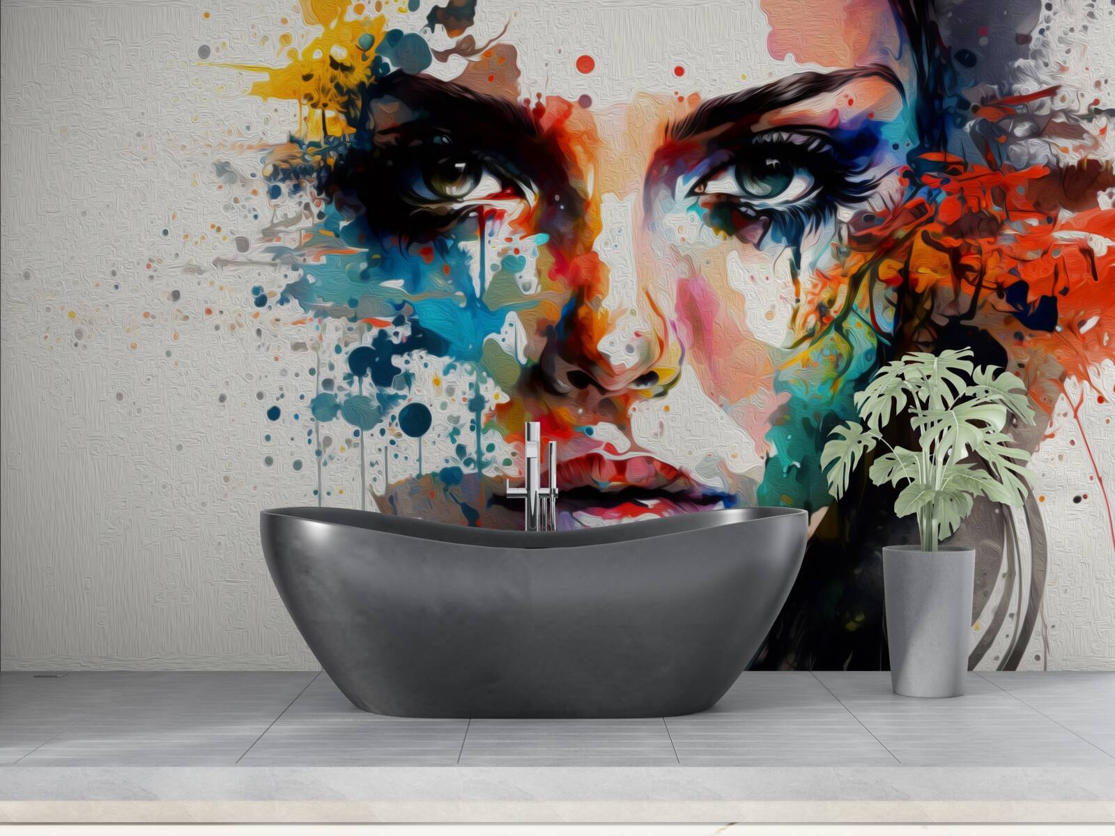 Papier peint fille aux couleurs riches