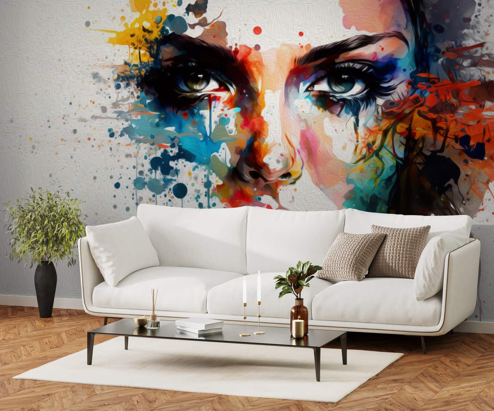 Papier peint fille aux couleurs riches