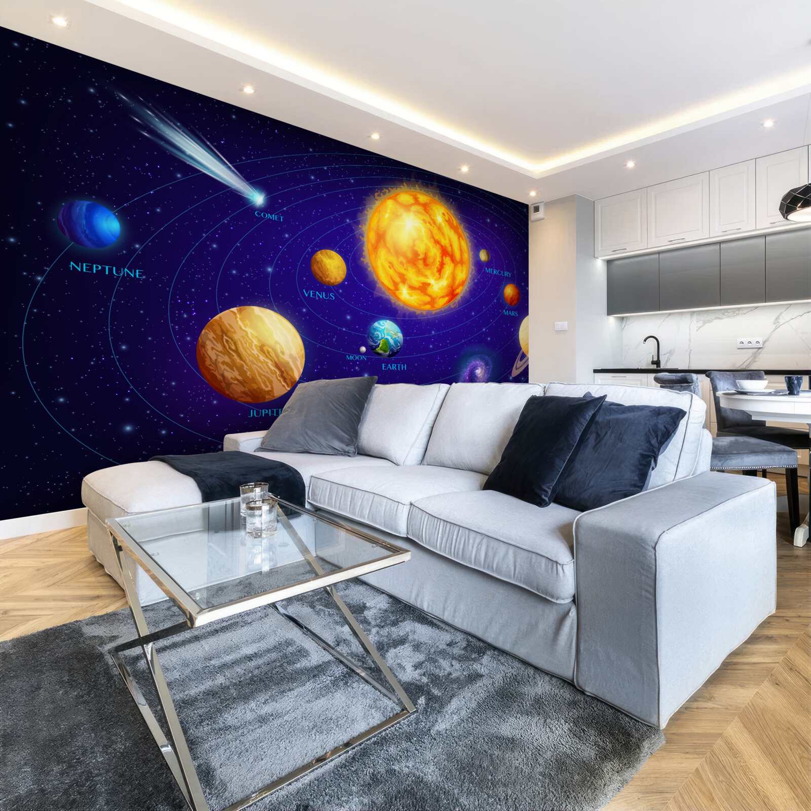 Papier peint la taille des planètes dans l'univers