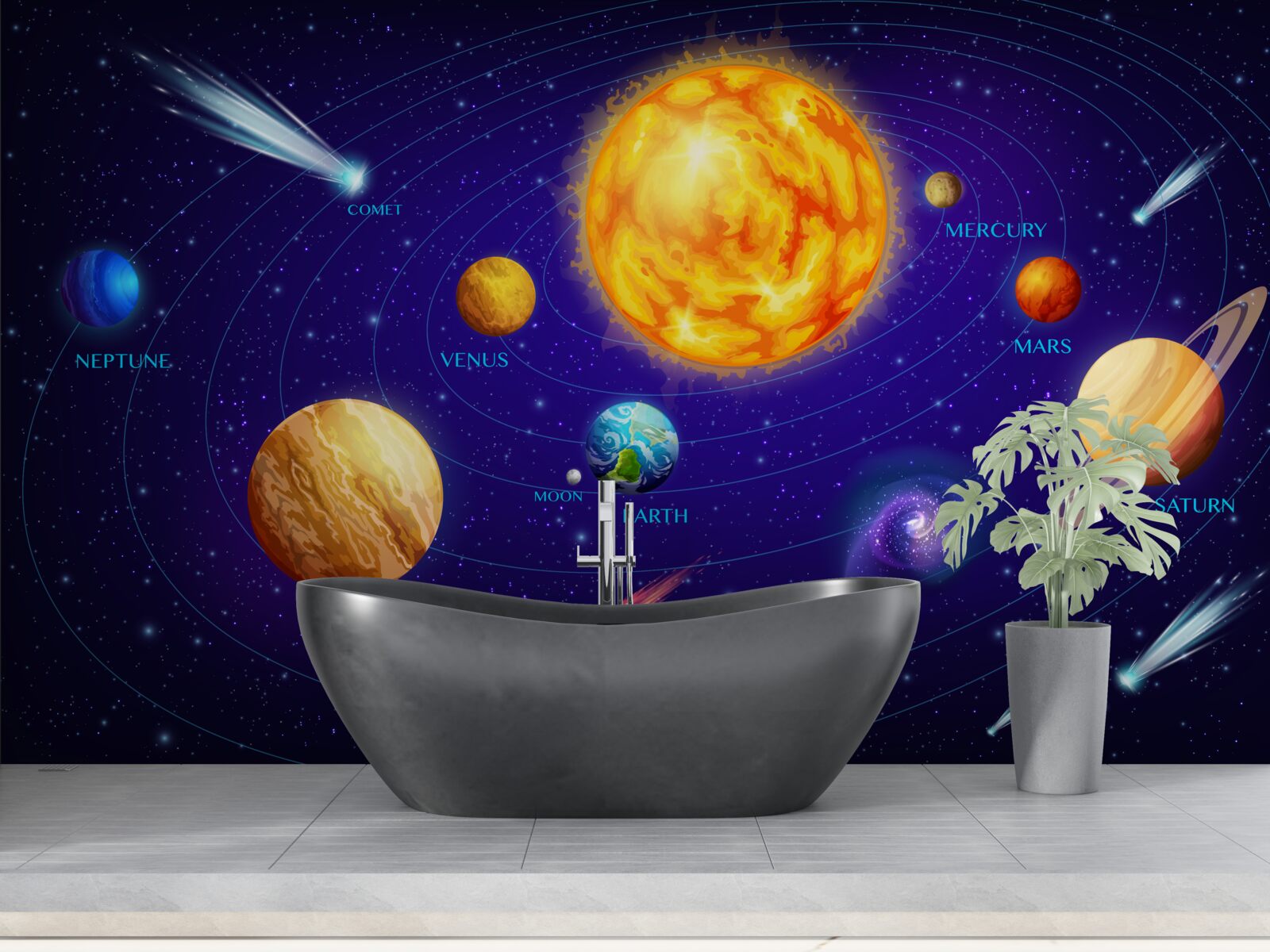 Papier peint la taille des planètes dans l'univers