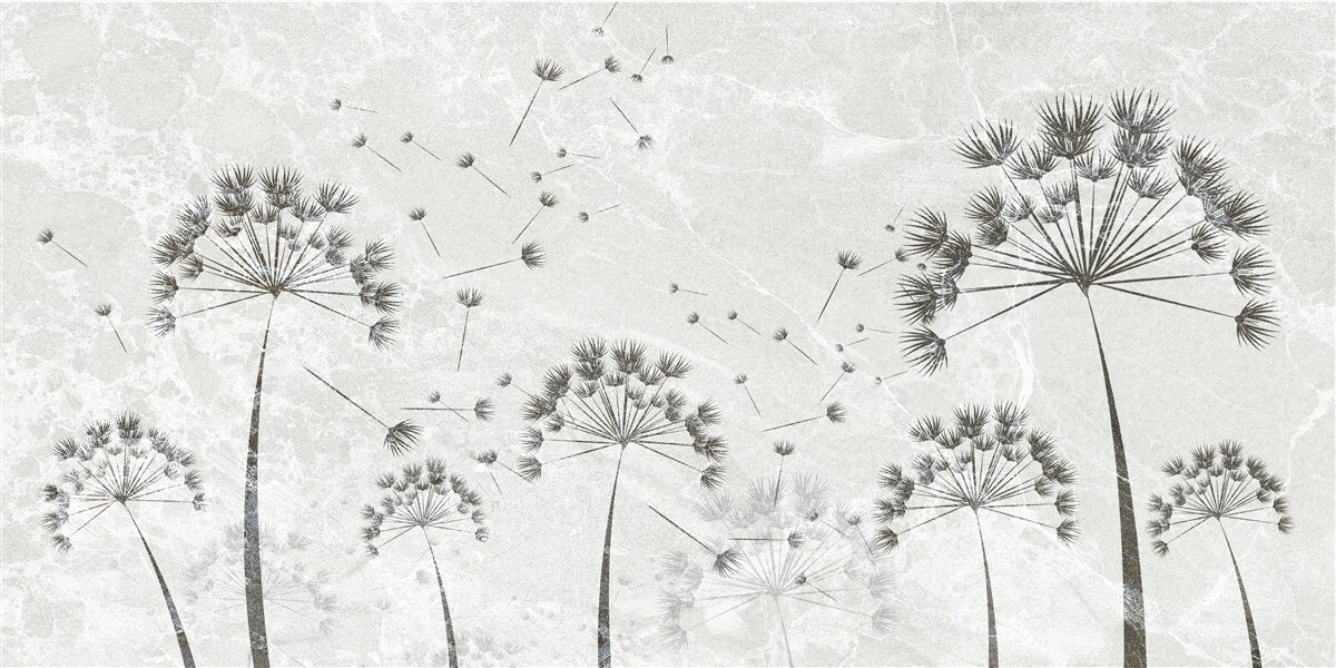 Papier peint le vent emporte les pétales de pissenlit