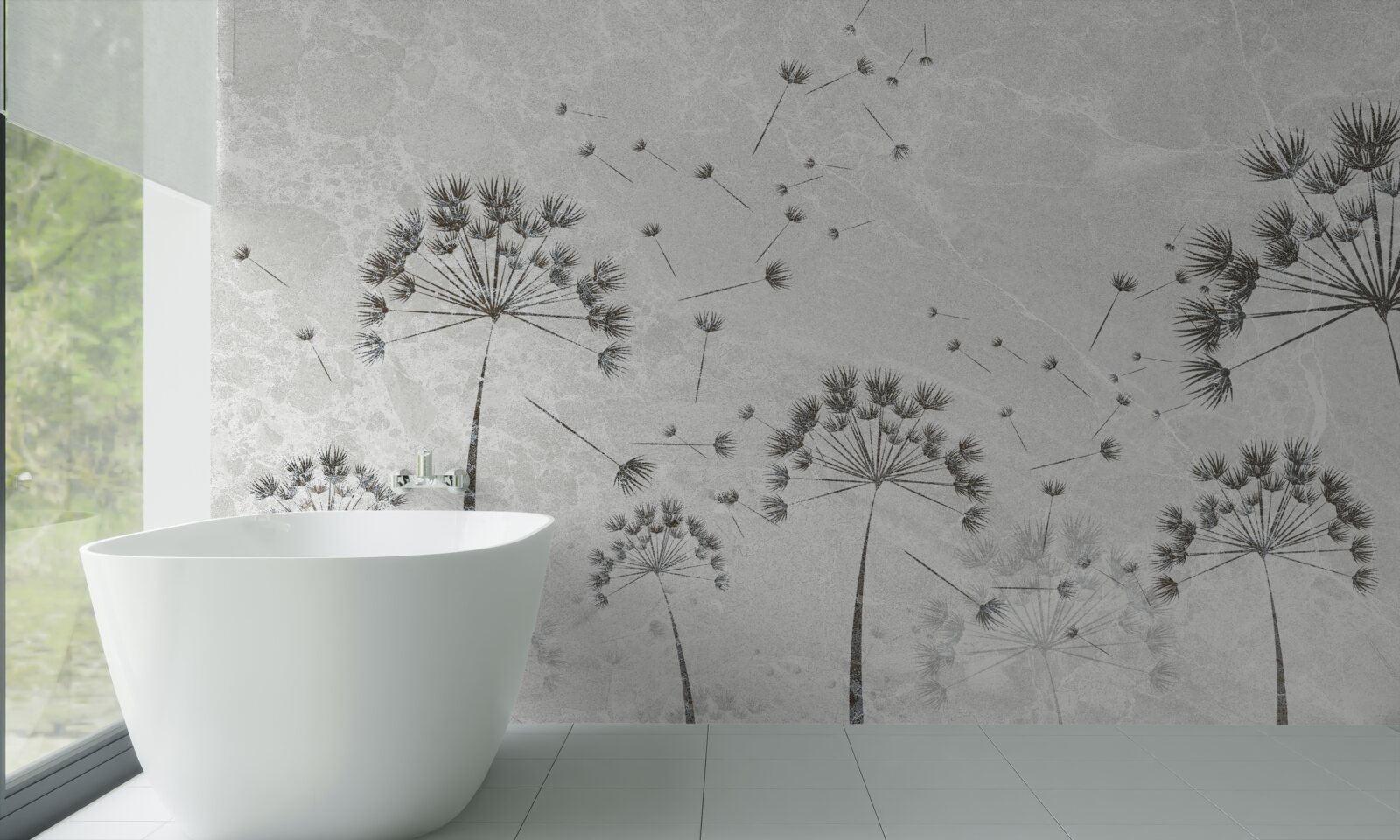 Papier peint le vent emporte les pétales de pissenlit