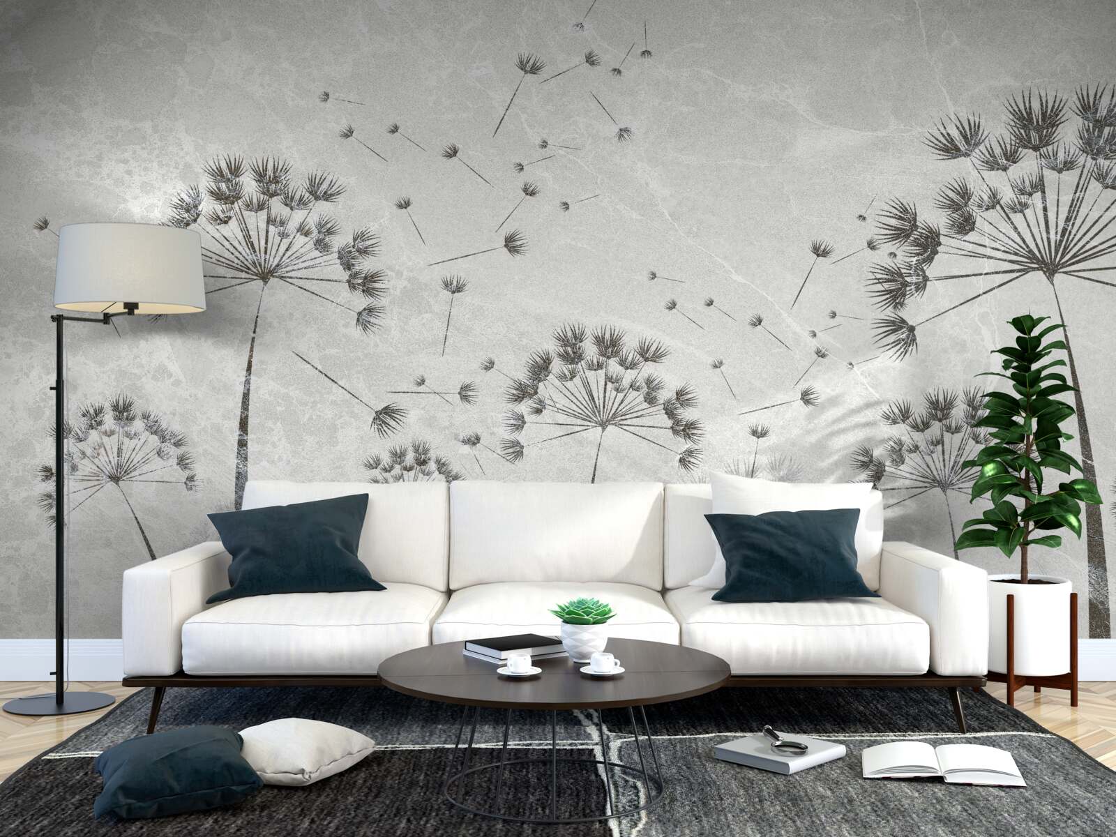 Papier peint le vent emporte les pétales de pissenlit