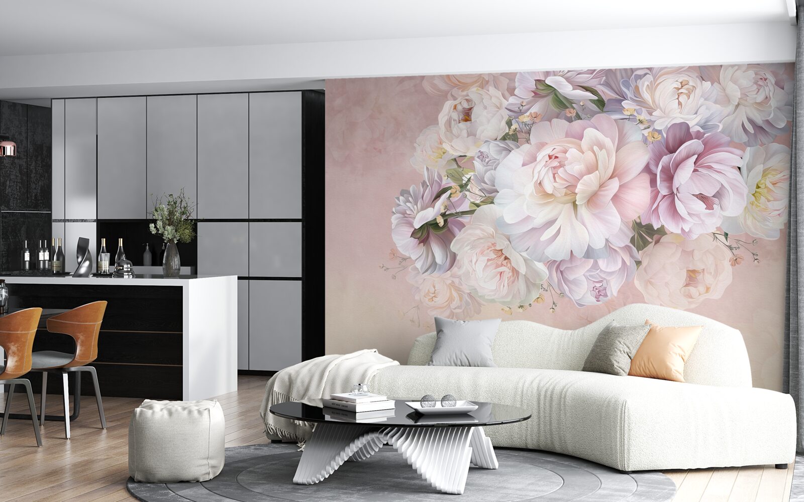 Papier peint composition élégante de fleurs printanières