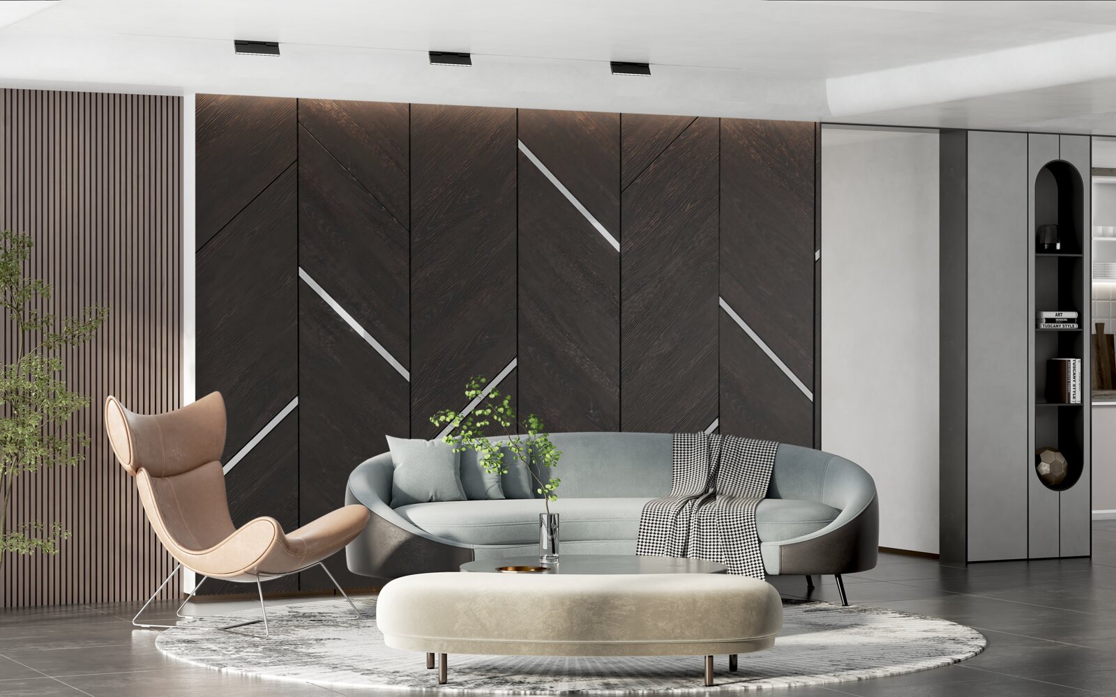 Papier peint le parquet est noir avec des rayures blanches