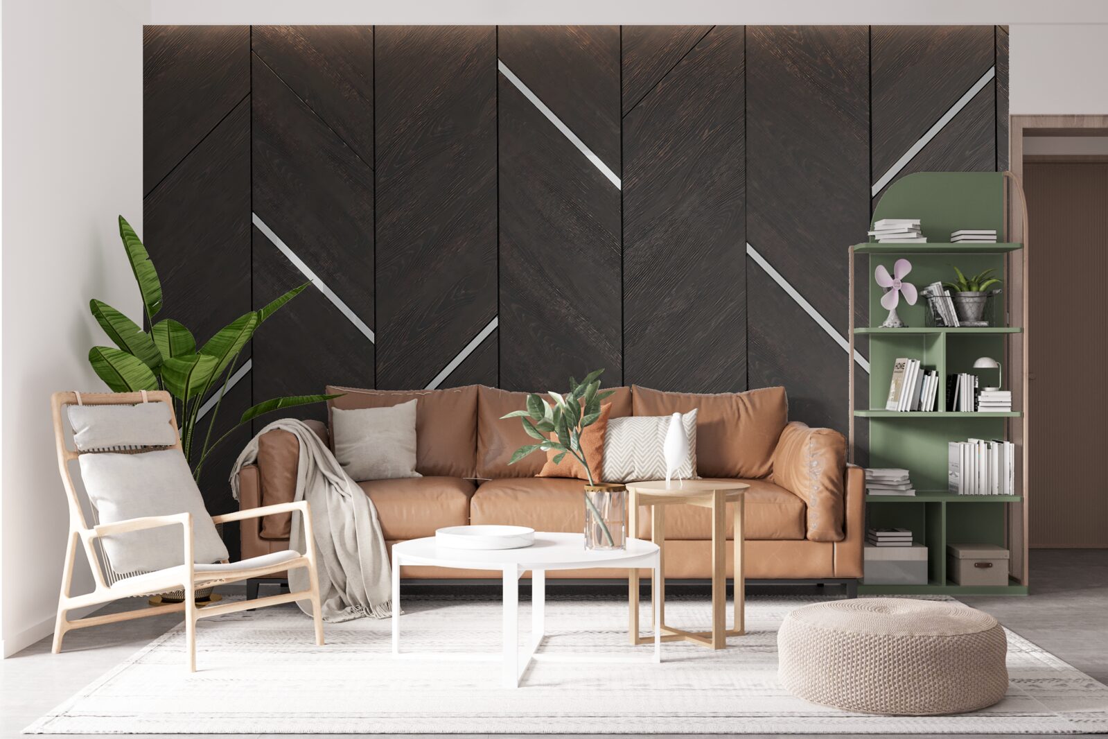 Papier peint le parquet est noir avec des rayures blanches