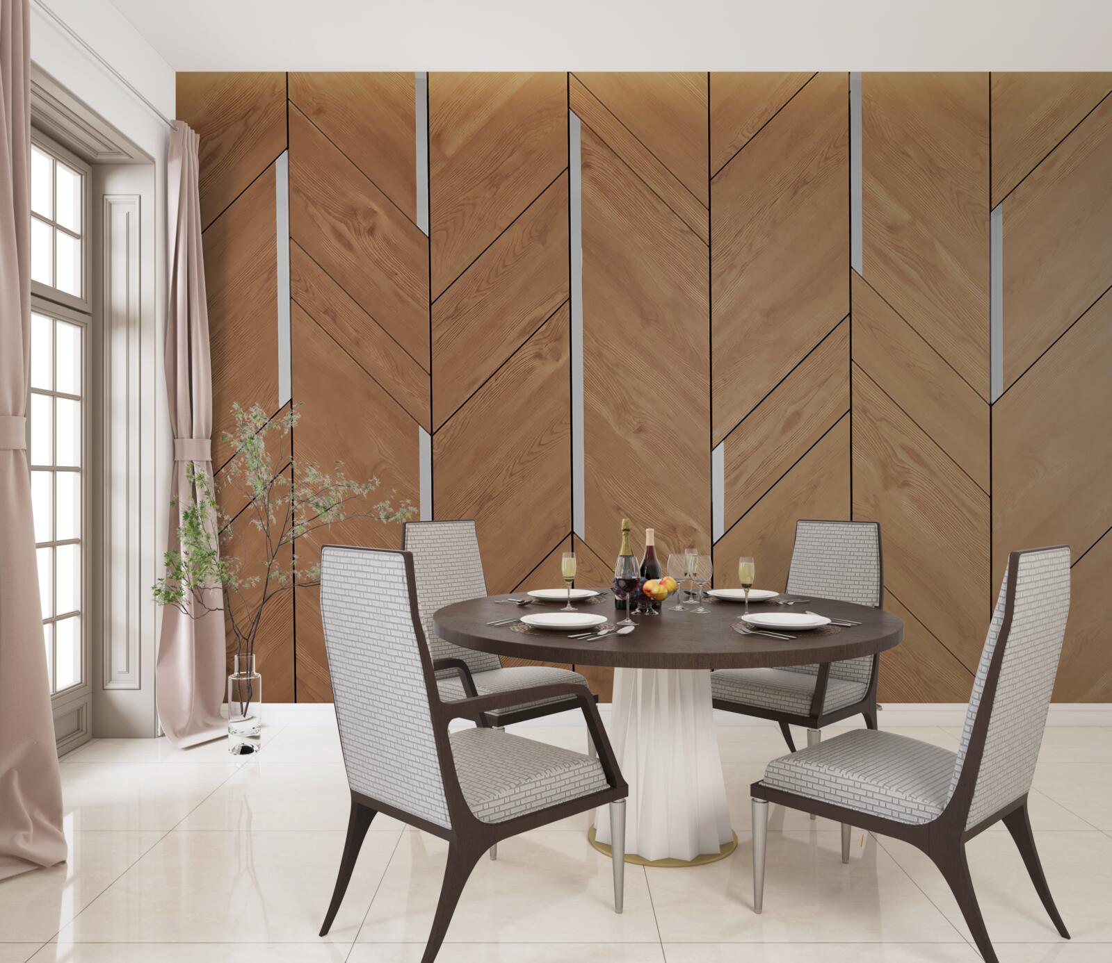 Papier peint parquet brun avec éclairage intégré